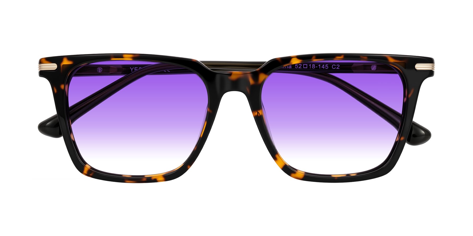 Folded Front of Miyaha in Tortoise with Purple Gradient Lenses
