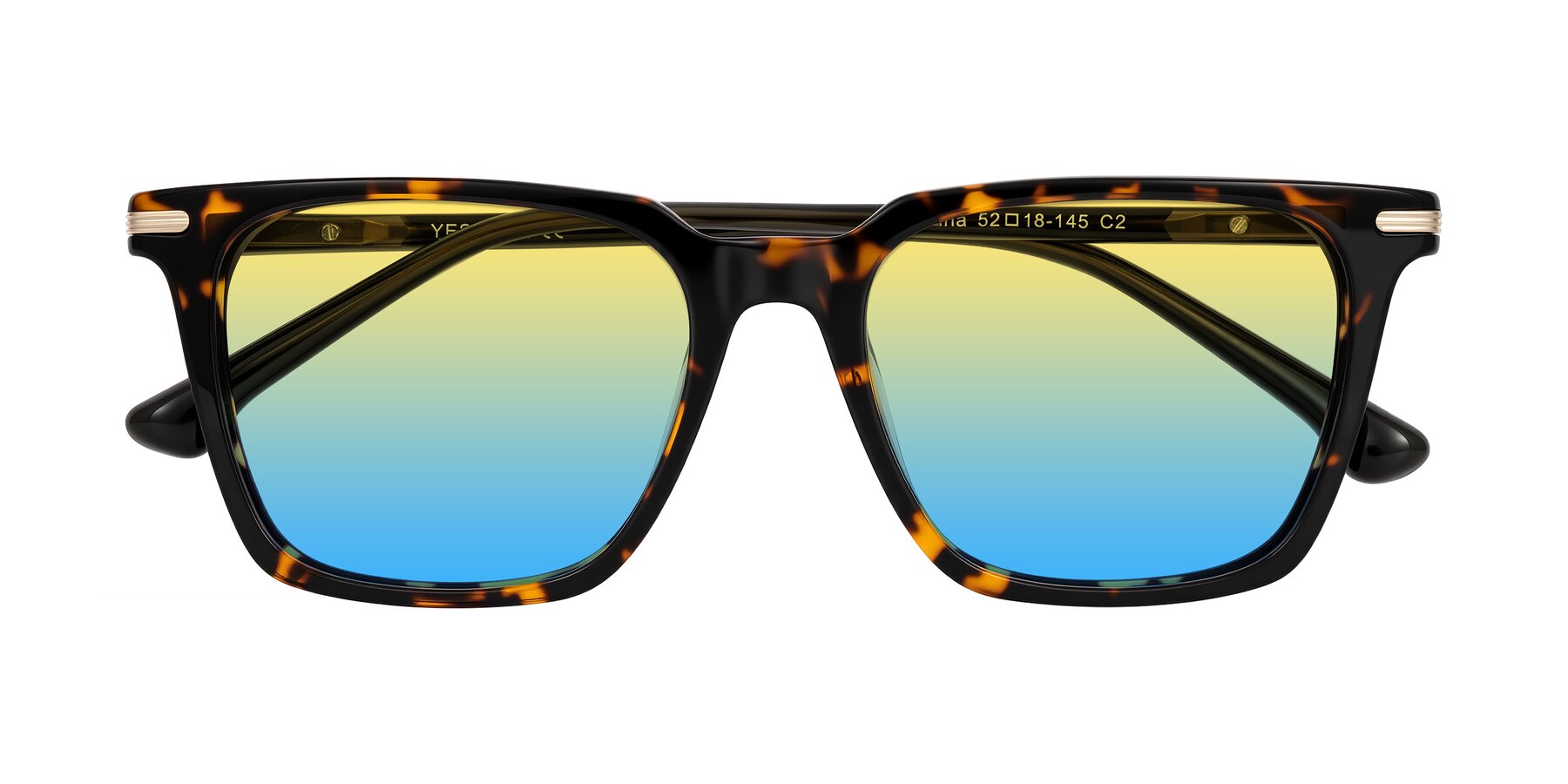 Folded Front of Miyaha in Tortoise with Yellow / Blue Gradient Lenses