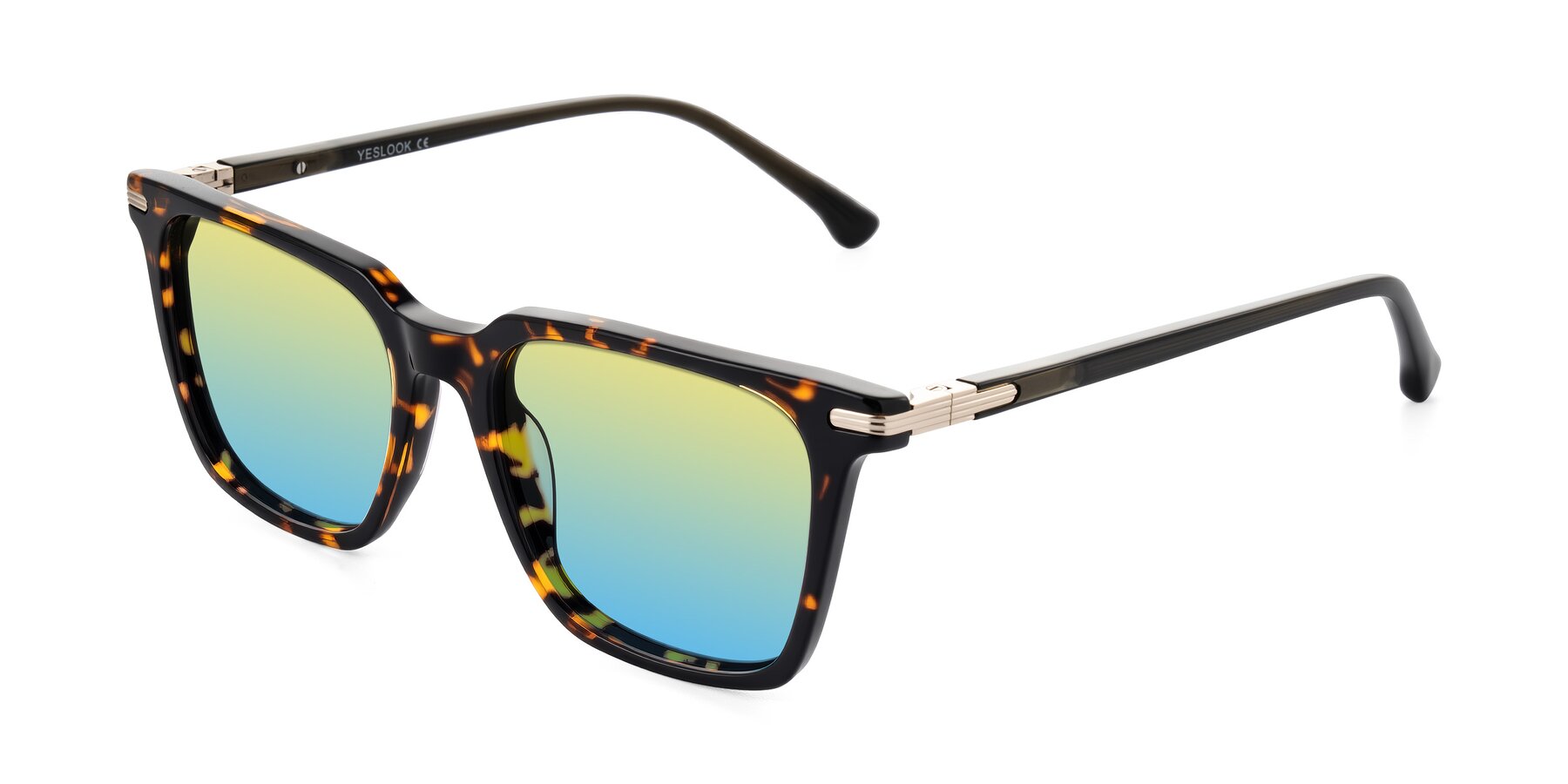 Angle of Miyaha in Tortoise with Yellow / Blue Gradient Lenses