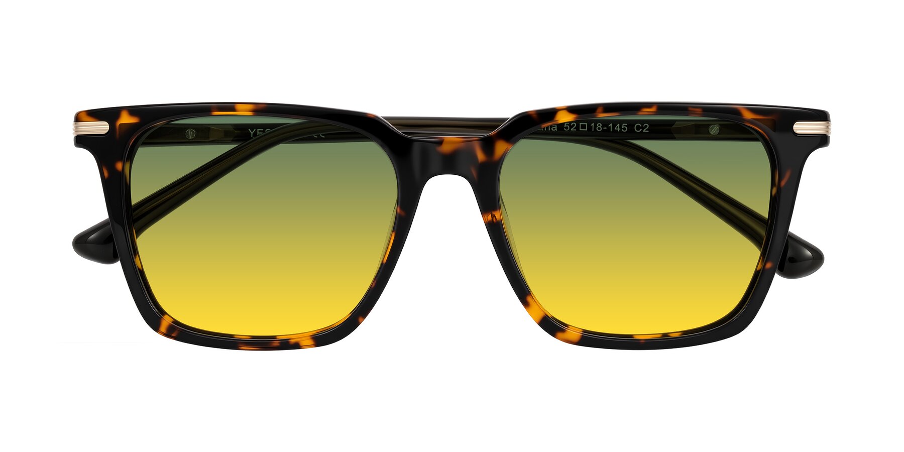 Folded Front of Miyaha in Tortoise with Green / Yellow Gradient Lenses