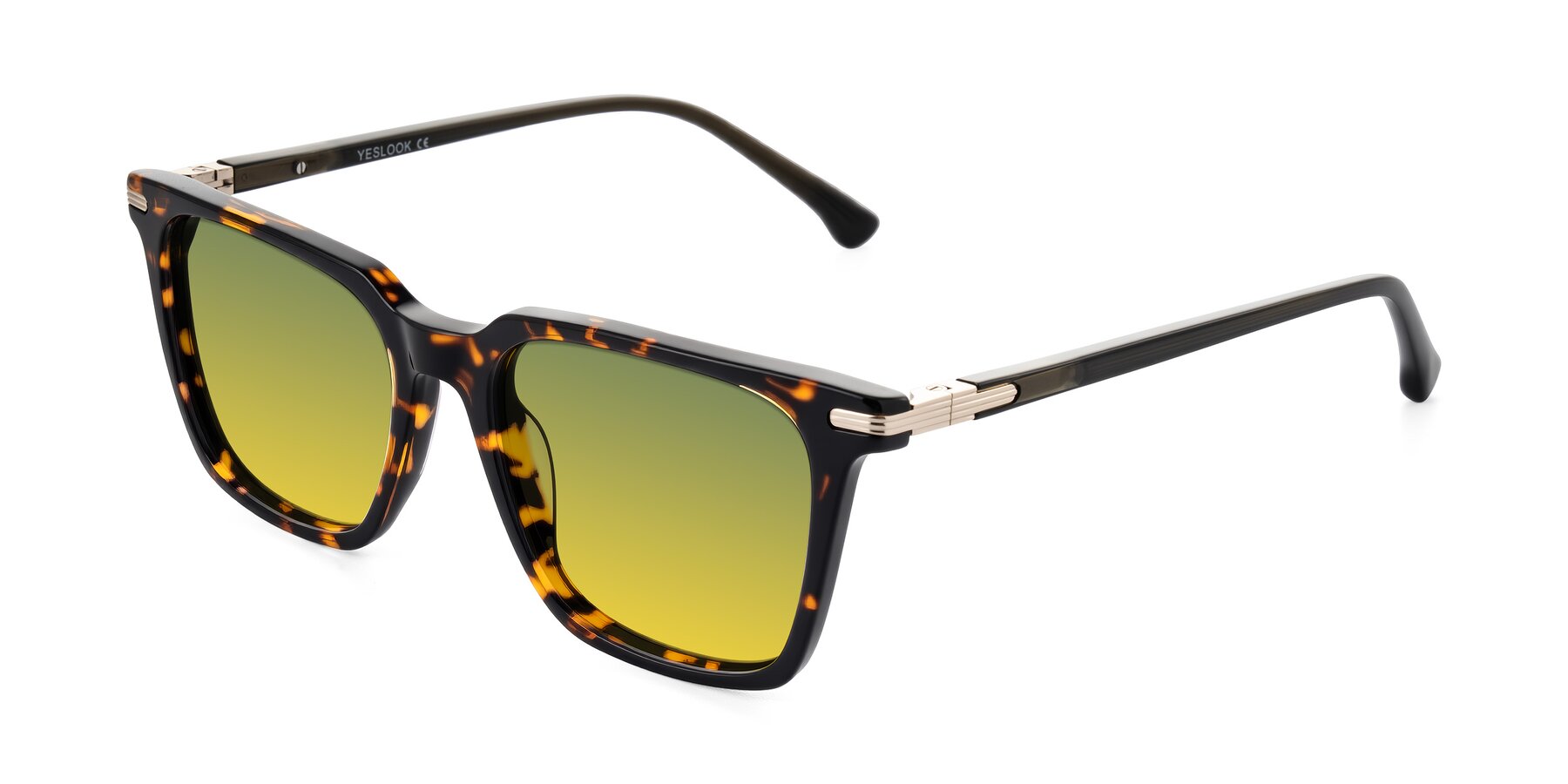 Angle of Miyaha in Tortoise with Green / Yellow Gradient Lenses
