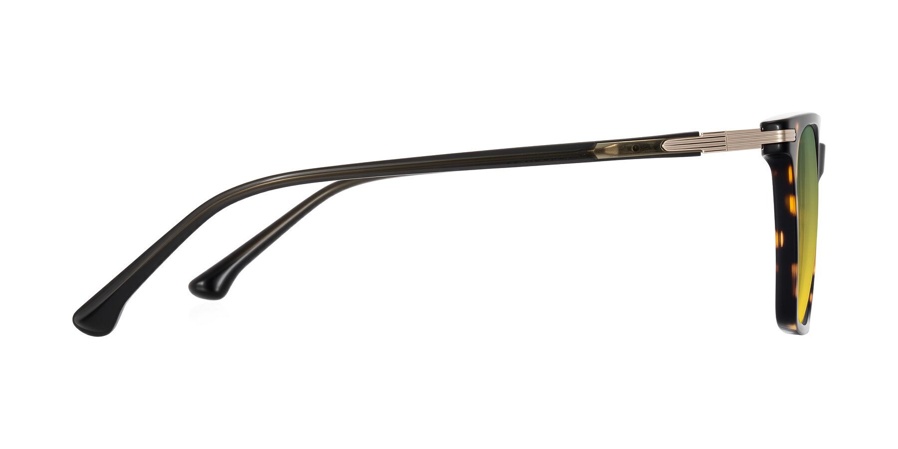Side of Miyaha in Tortoise with Green / Yellow Gradient Lenses
