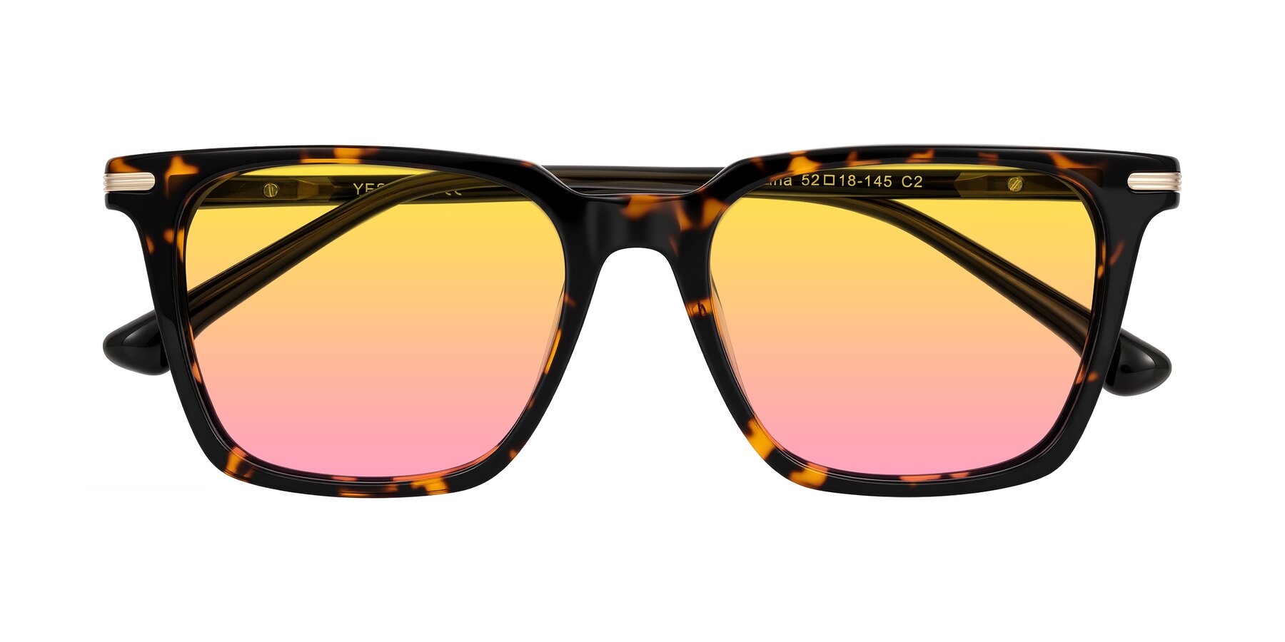 Folded Front of Miyaha in Tortoise with Yellow / Pink Gradient Lenses