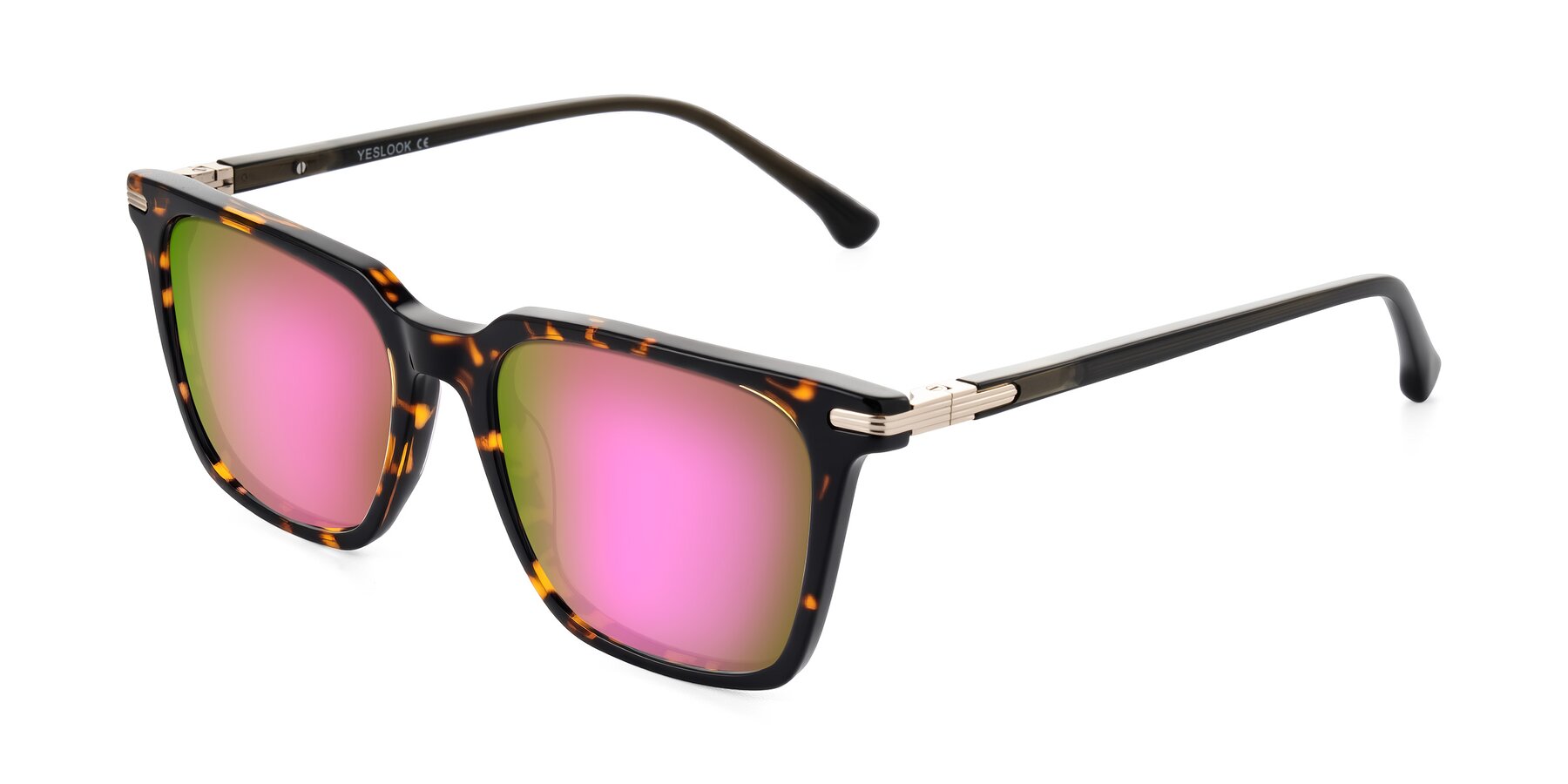 Angle of Miyaha in Tortoise with Pink Mirrored Lenses