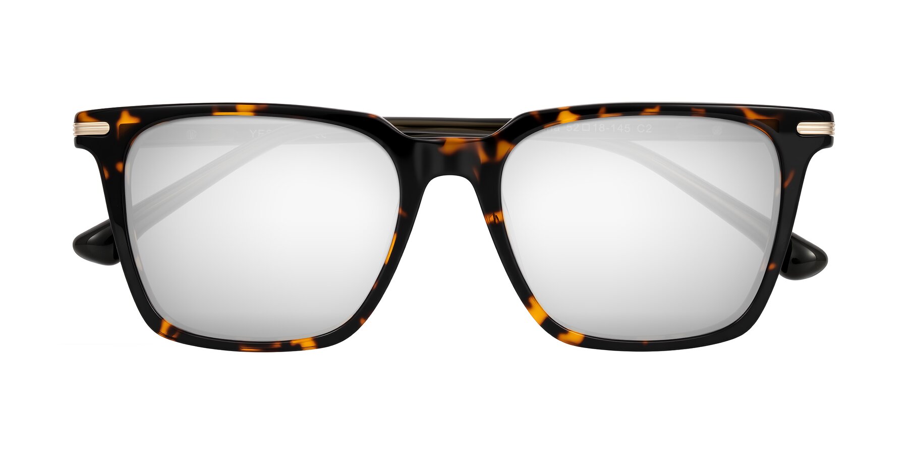 Folded Front of Miyaha in Tortoise with Silver Mirrored Lenses