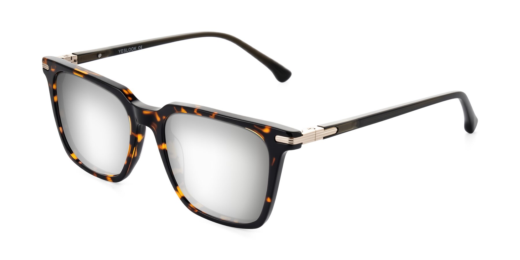 Angle of Miyaha in Tortoise with Silver Mirrored Lenses