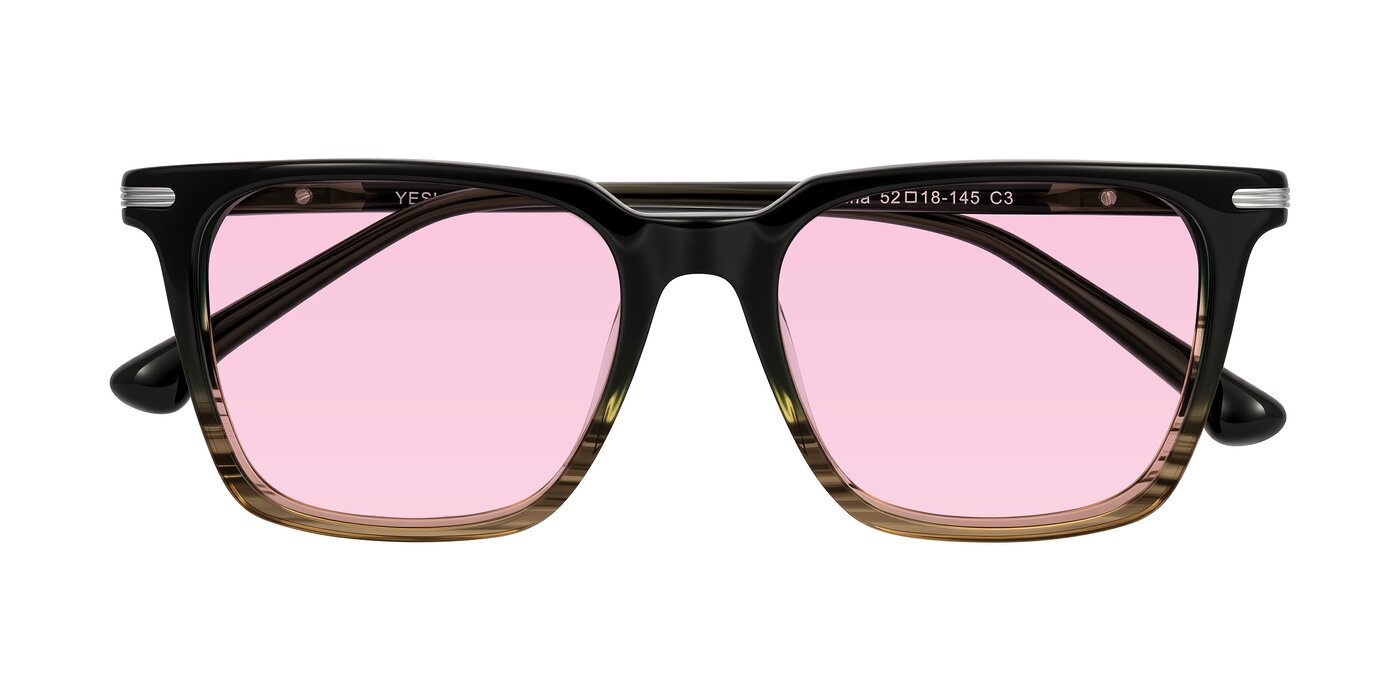 Miyaha - Dark Green Brown Striped Tinted Sunglasses