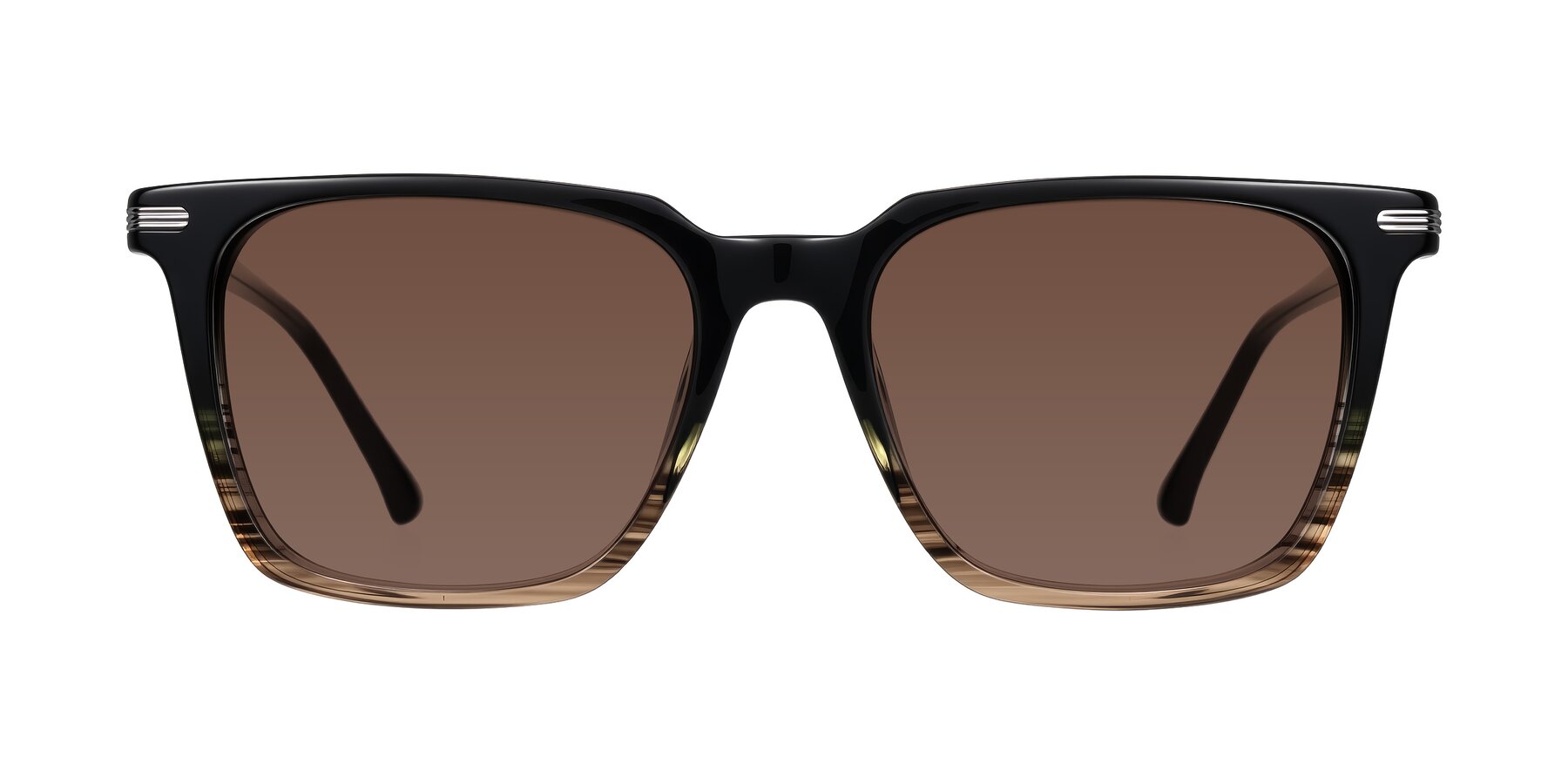 Miyaha - Dark Green Brown Striped Sunglasses
