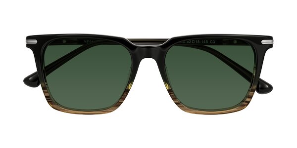 Front of Miyaha in Dark Green Brown Striped
