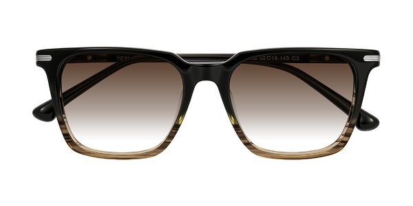 Front of Miyaha in Dark Green Brown Striped