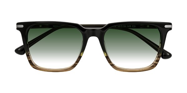 Front of Miyaha in Dark Green Brown Striped