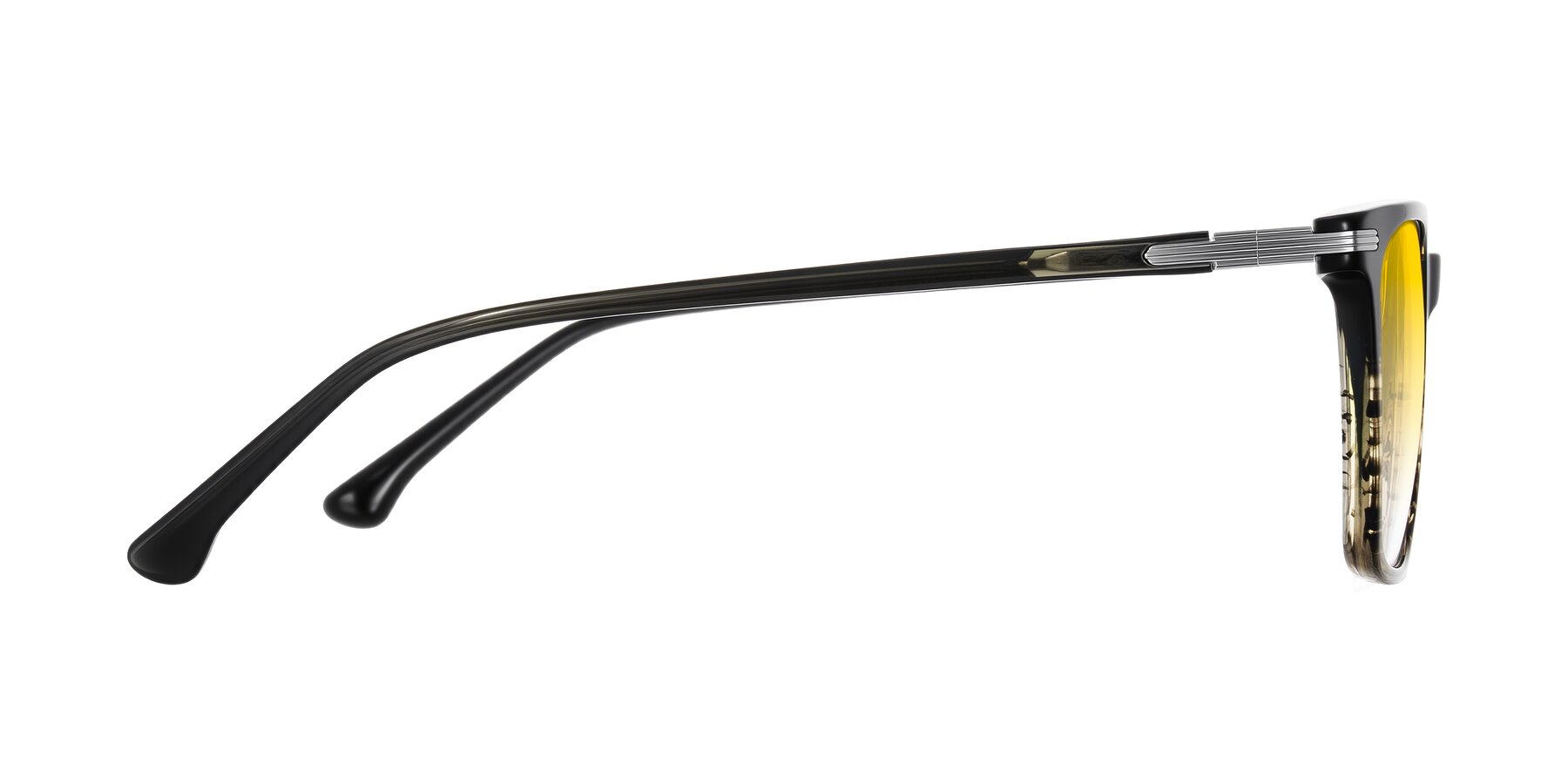 Side of Miyaha in Dark Green Brown Striped with Yellow Gradient Lenses