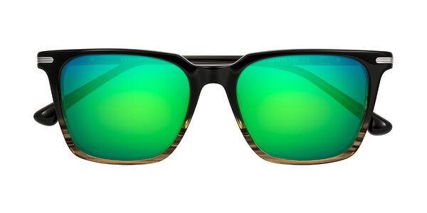 Front of Miyaha in Dark Green Brown Striped
