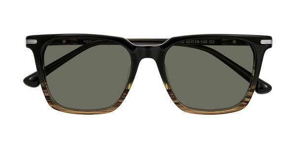 Front of Miyaha in Dark Green Brown Striped