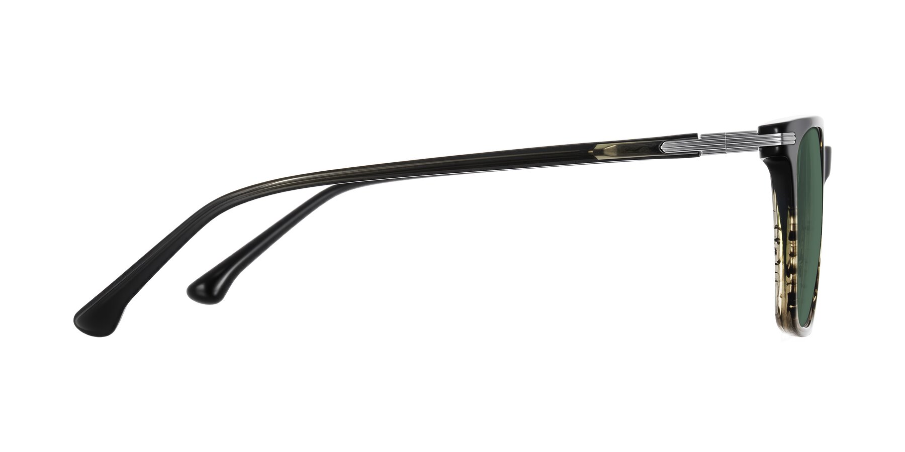 Side of Miyaha in Dark Green Brown Striped with Green Polarized Lenses