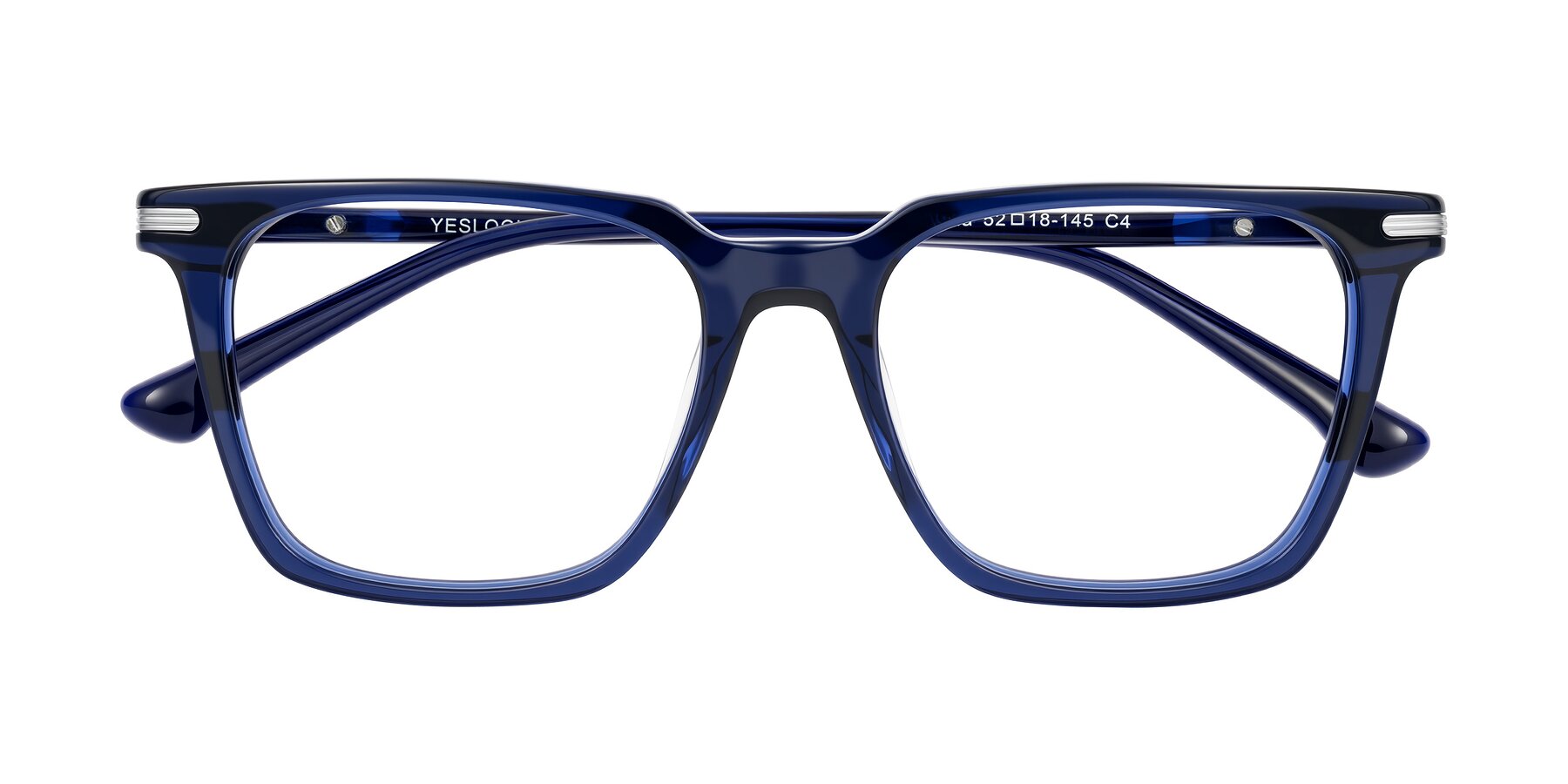 Folded Front of Miyaha in Navy Blue with Clear Reading Eyeglass Lenses