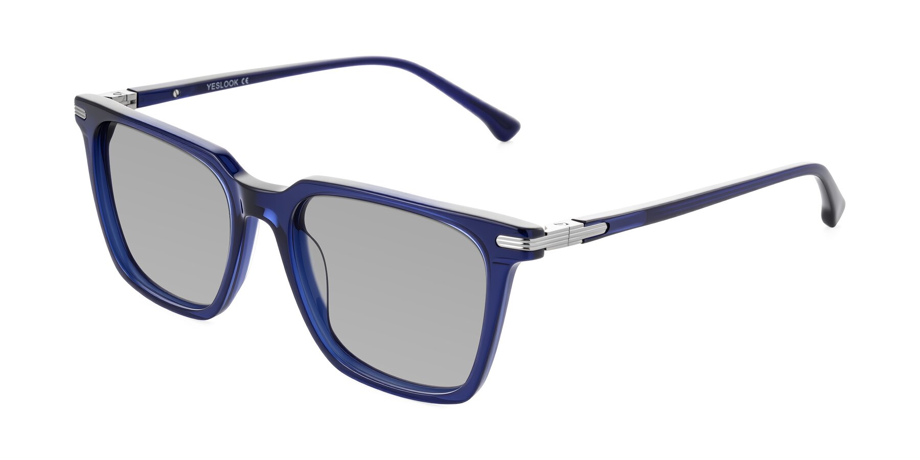 Angle of Miyaha in Navy Blue with Light Gray Tinted Lenses
