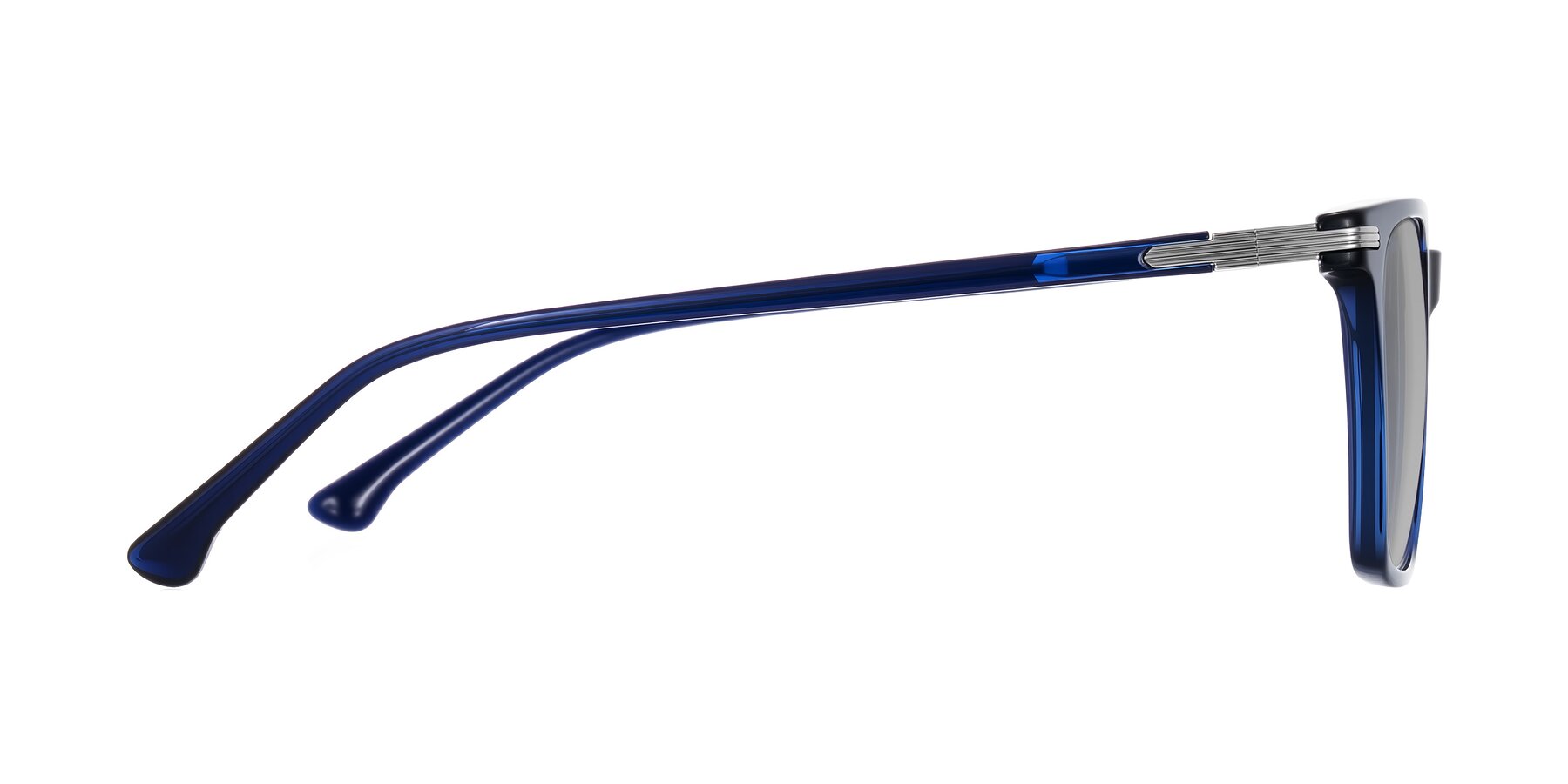 Side of Miyaha in Navy Blue with Light Gray Tinted Lenses