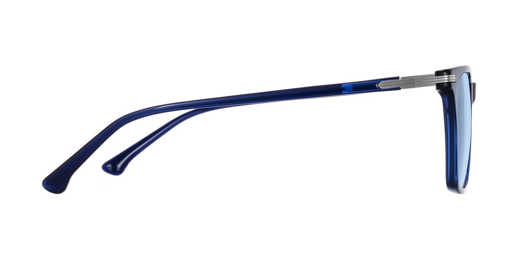 Side of Miyaha in Navy Blue with Light Blue Tinted Lenses