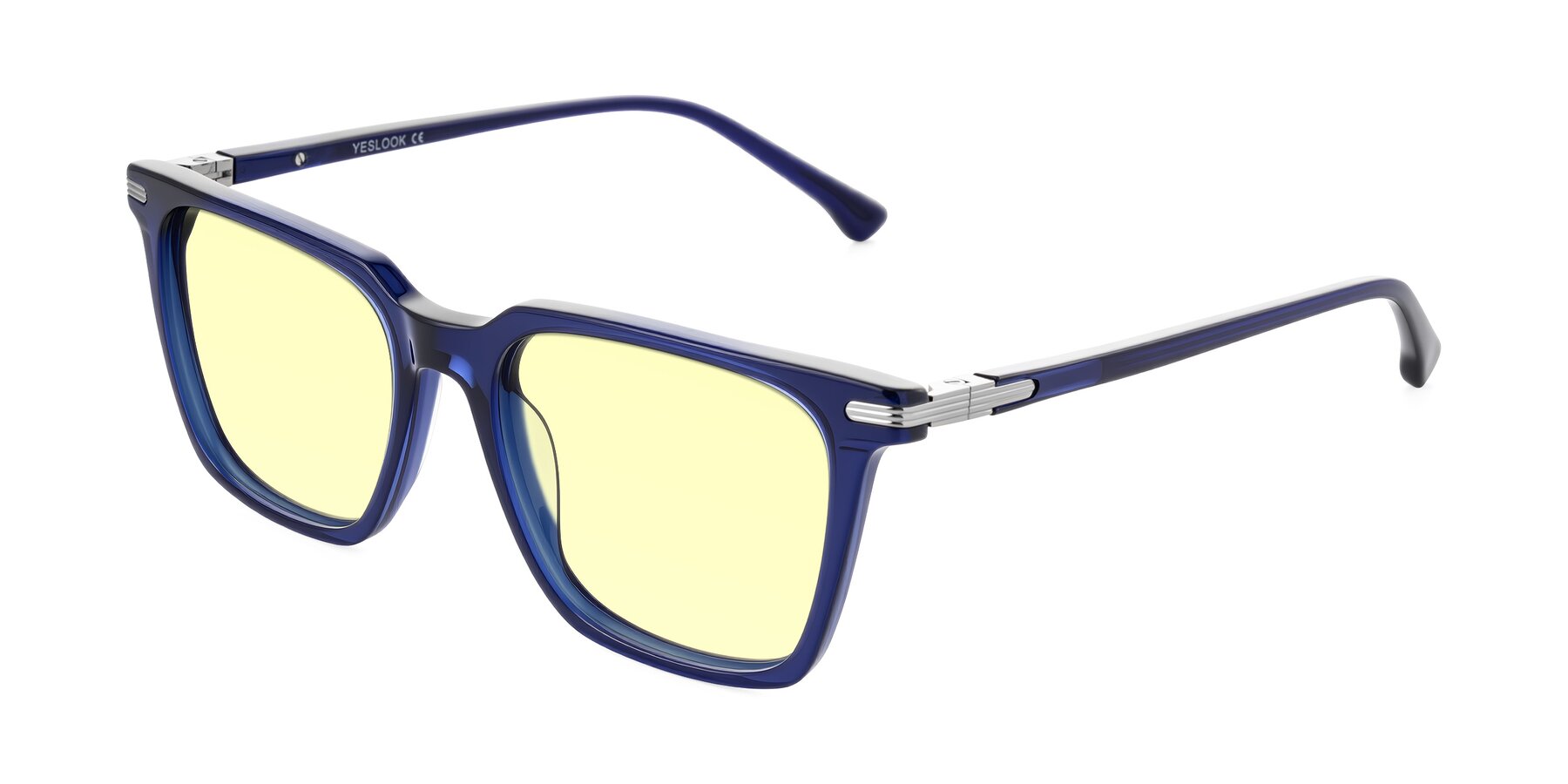 Angle of Miyaha in Navy Blue with Light Yellow Tinted Lenses