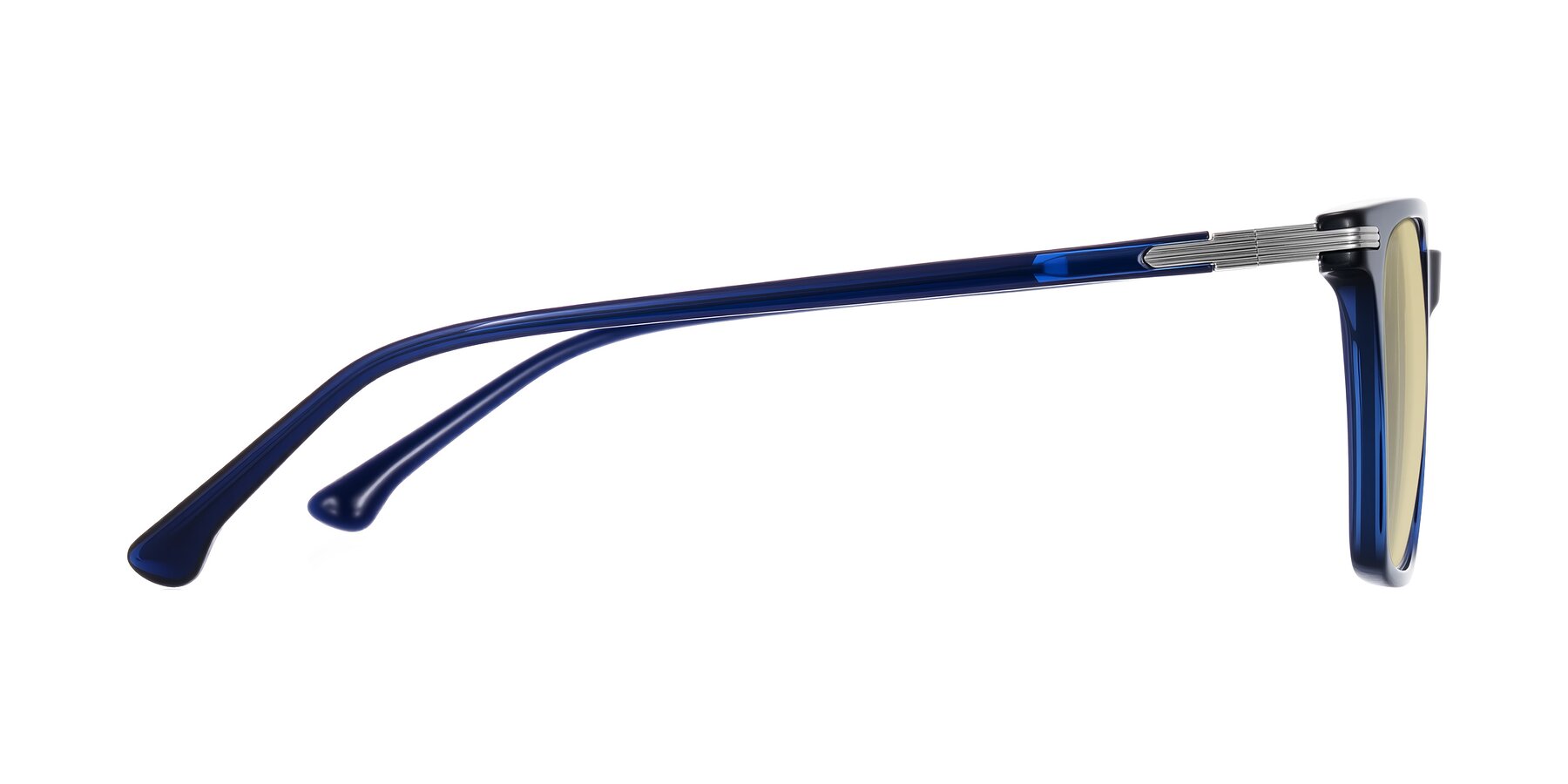 Side of Miyaha in Navy Blue with Light Champagne Tinted Lenses