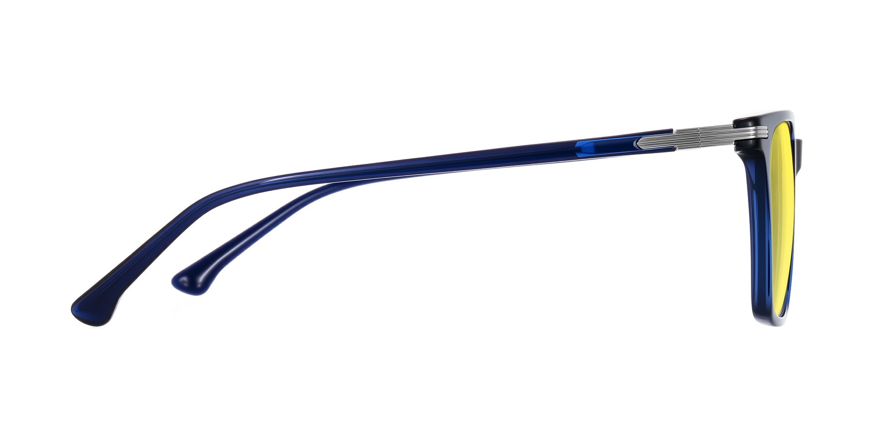 Side of Miyaha in Navy Blue with Medium Yellow Tinted Lenses