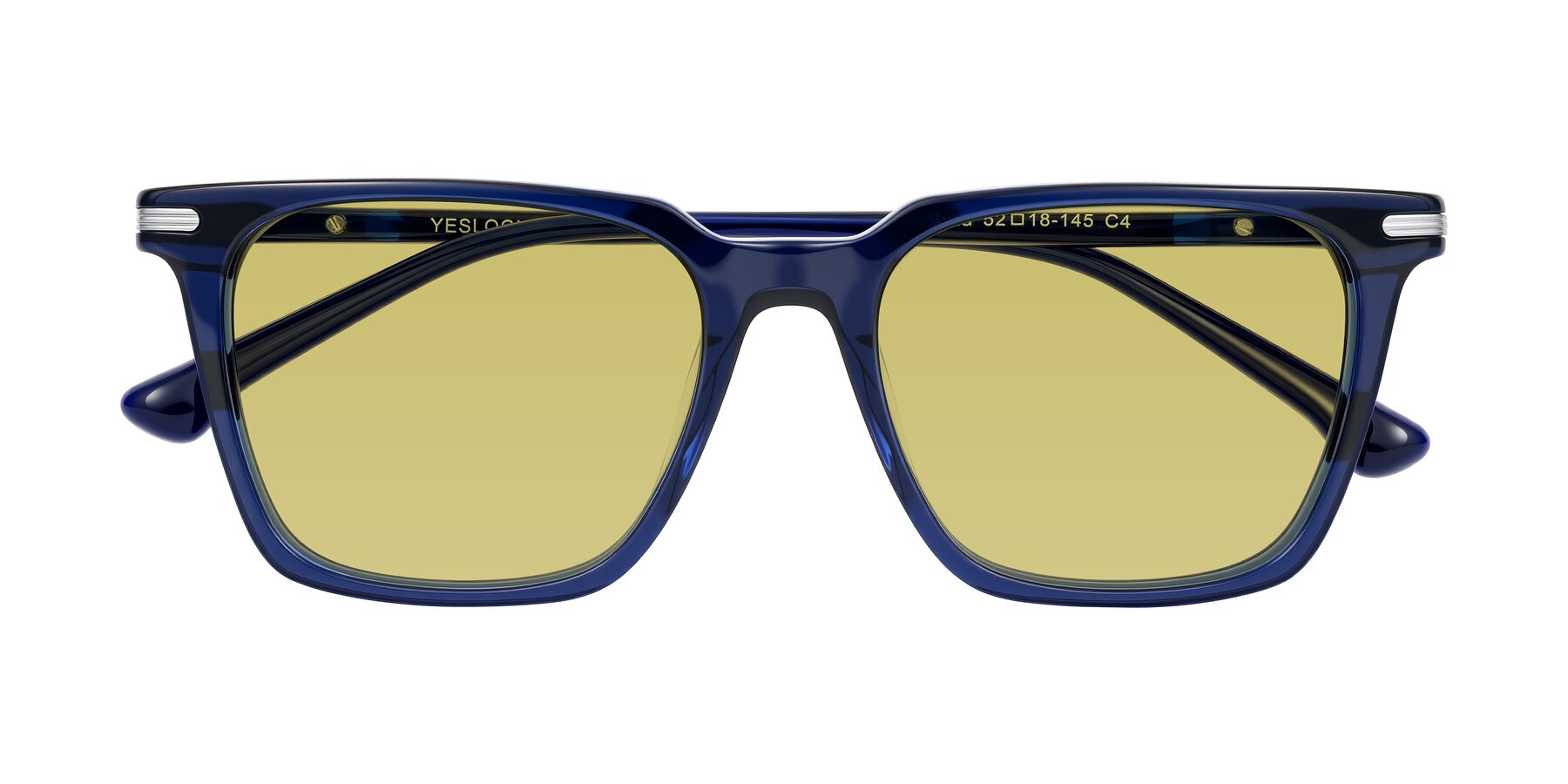 Folded Front of Miyaha in Navy Blue with Medium Champagne Tinted Lenses