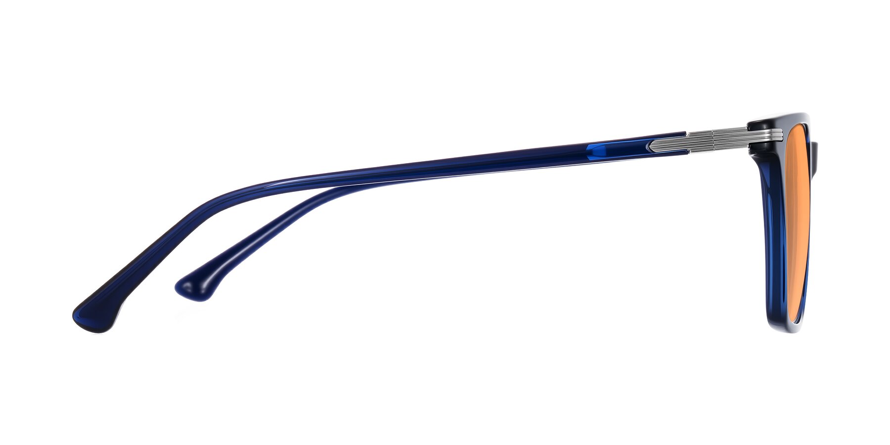 Side of Miyaha in Navy Blue with Medium Orange Tinted Lenses