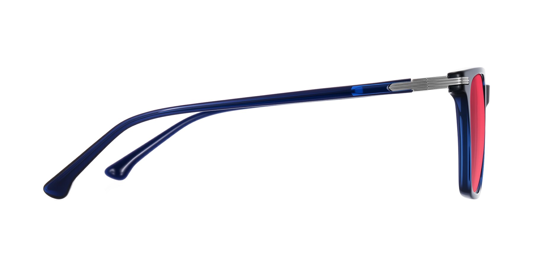 Side of Miyaha in Navy Blue with Red Tinted Lenses