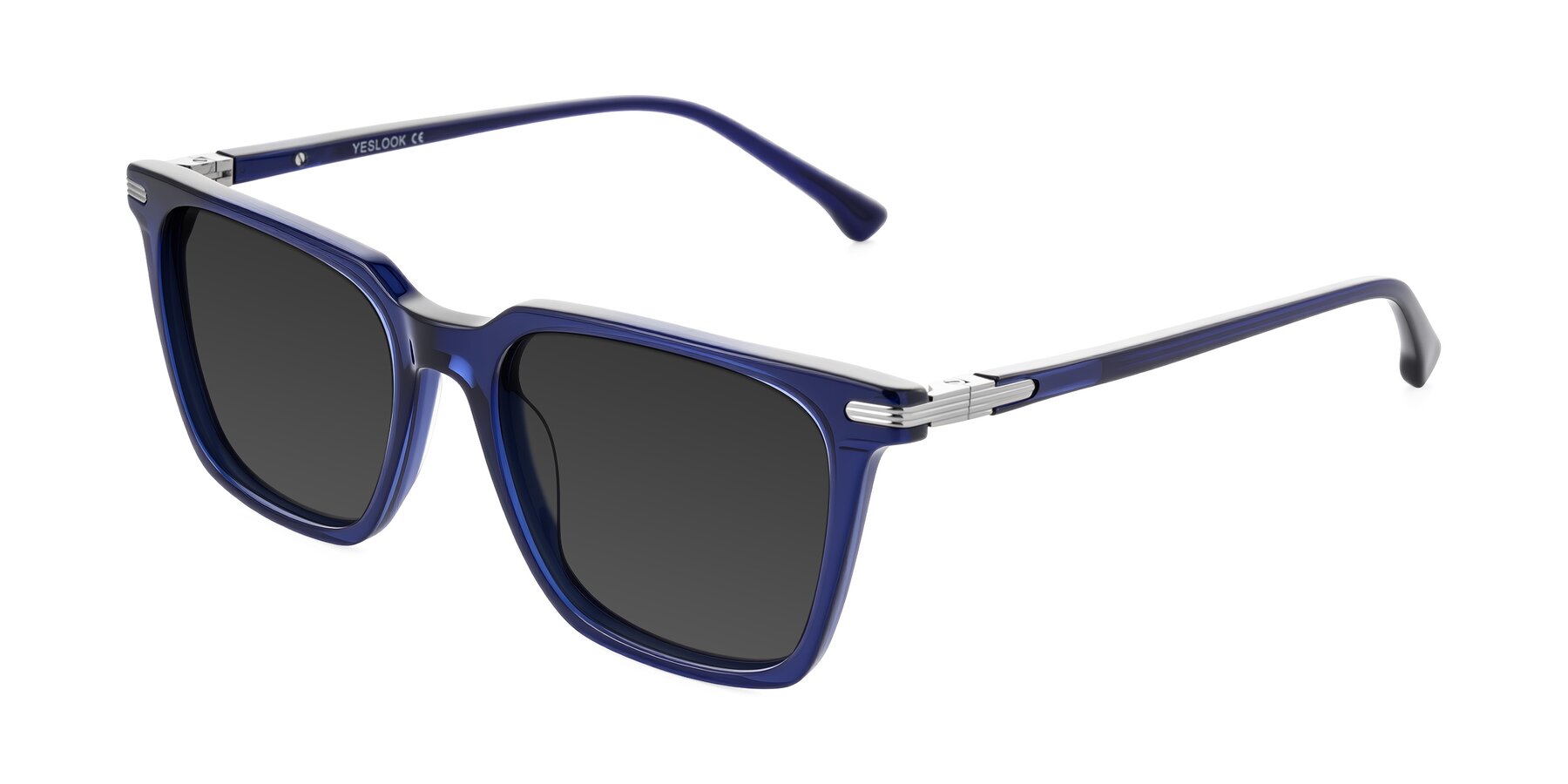 Angle of Miyaha in Navy Blue with Gray Tinted Lenses