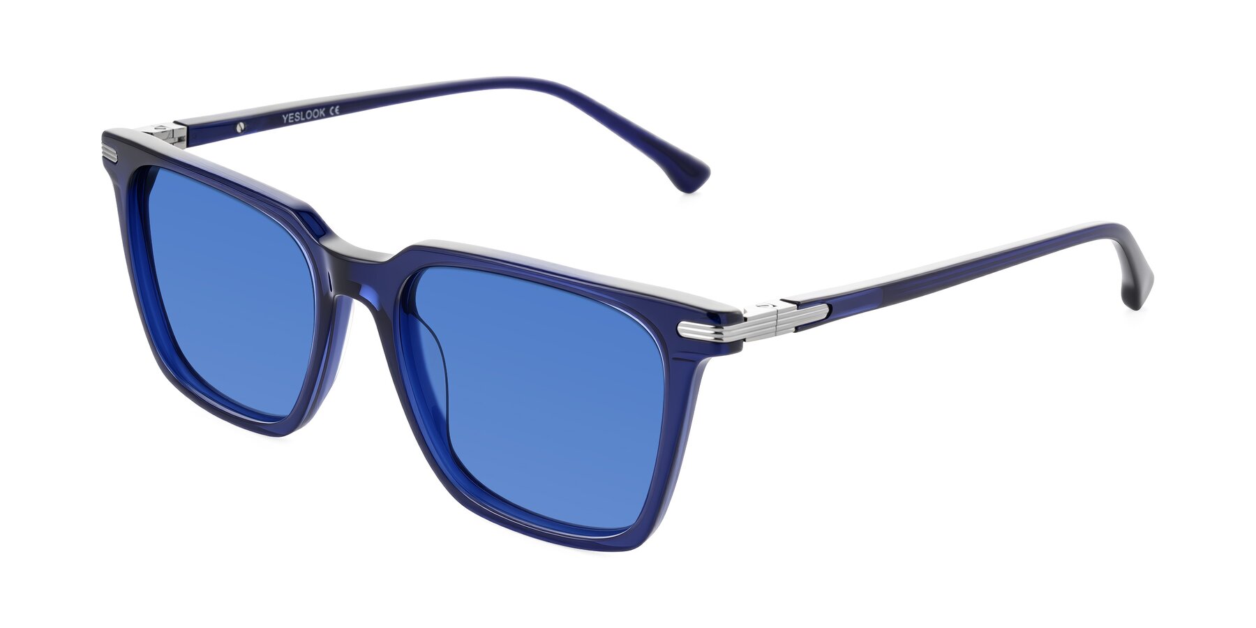 Angle of Miyaha in Navy Blue with Blue Tinted Lenses