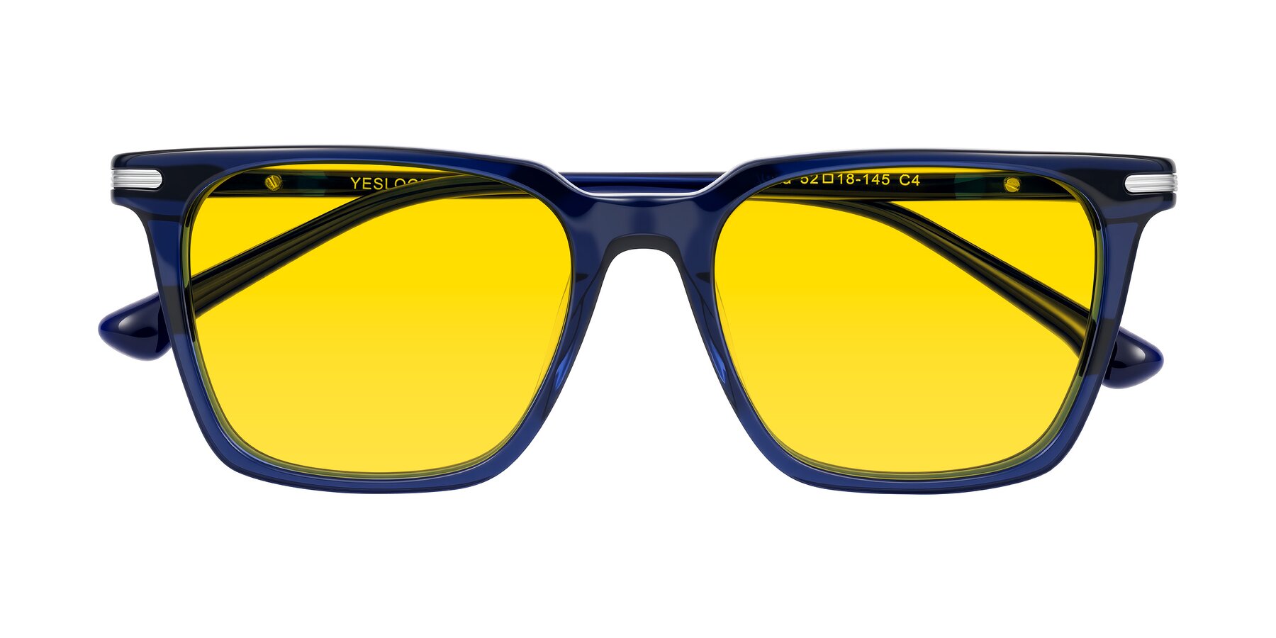 Folded Front of Miyaha in Navy Blue with Yellow Tinted Lenses