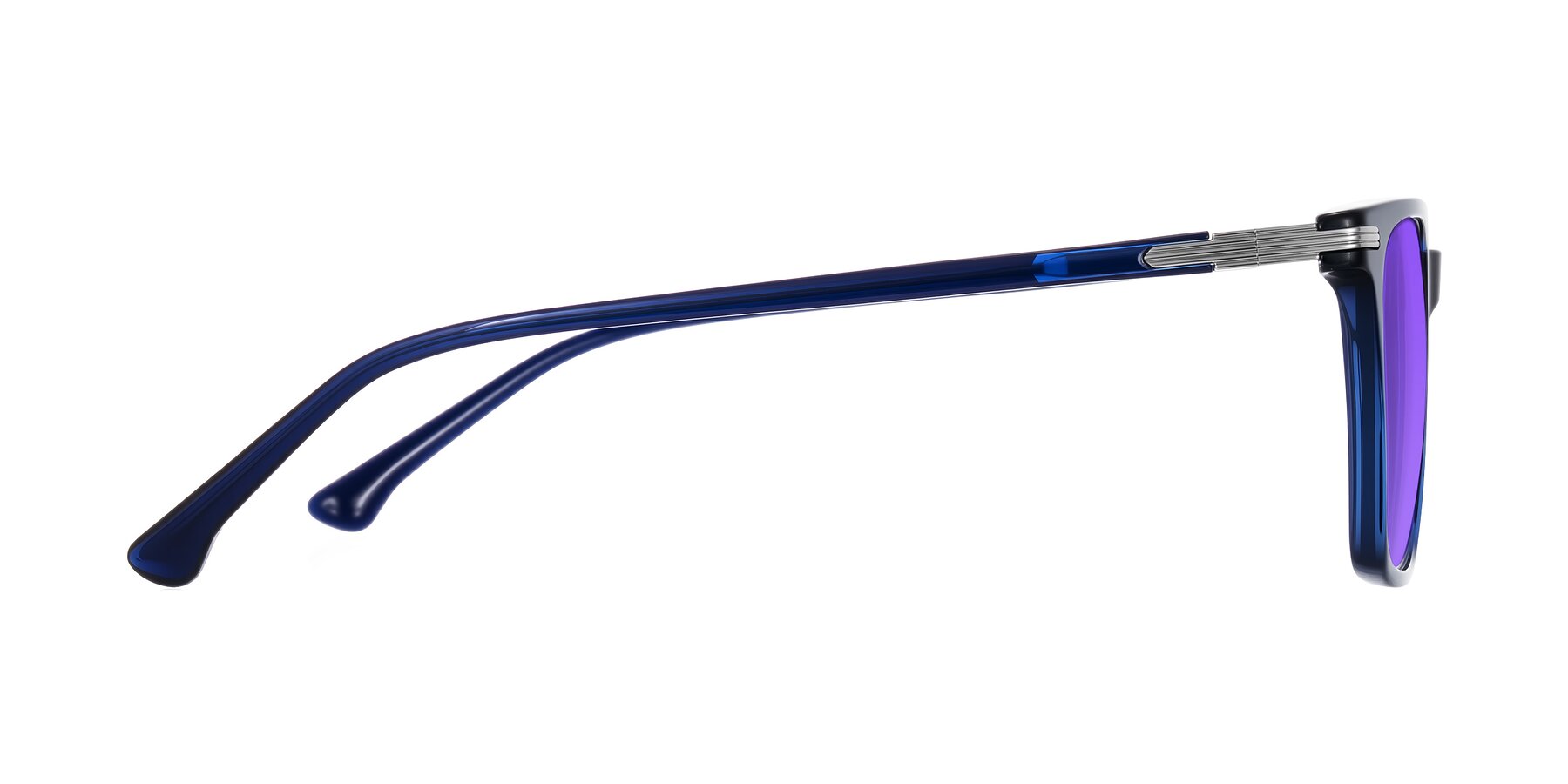 Side of Miyaha in Navy Blue with Purple Tinted Lenses