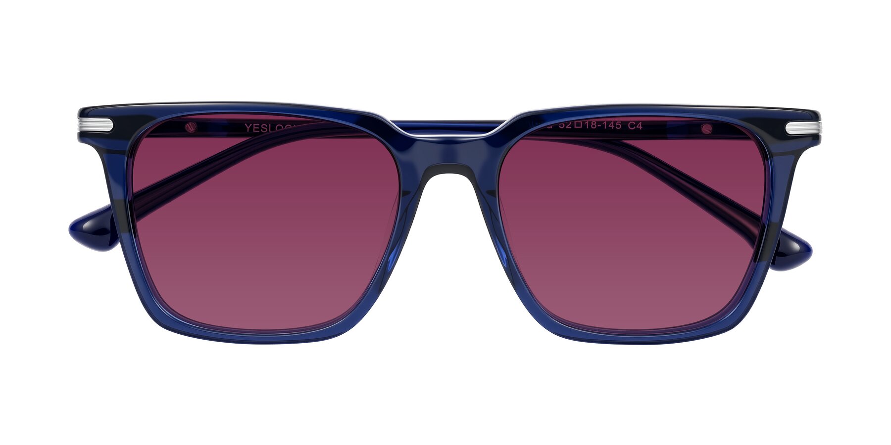 Folded Front of Miyaha in Navy Blue with Wine Tinted Lenses
