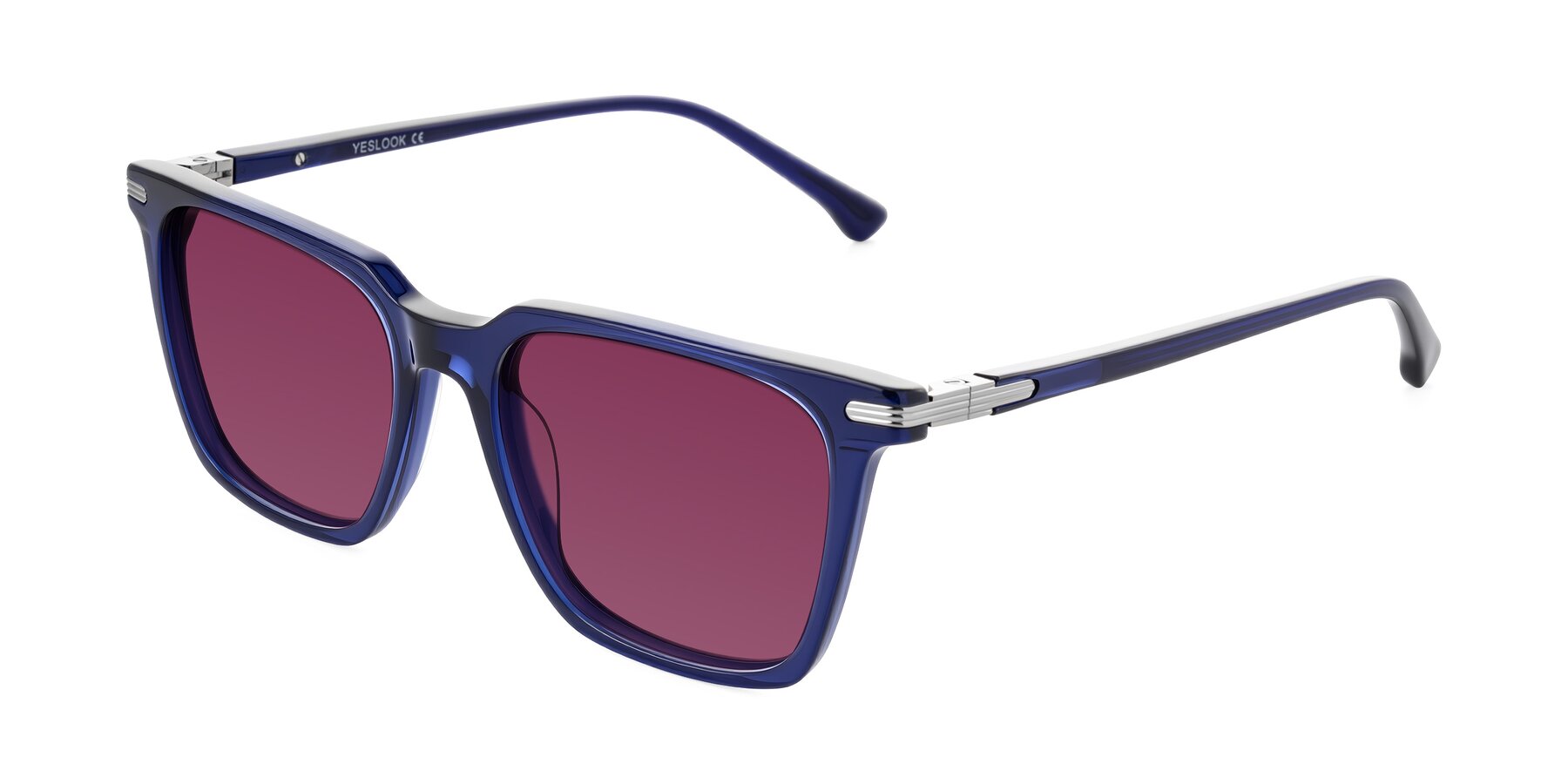 Angle of Miyaha in Navy Blue with Wine Tinted Lenses