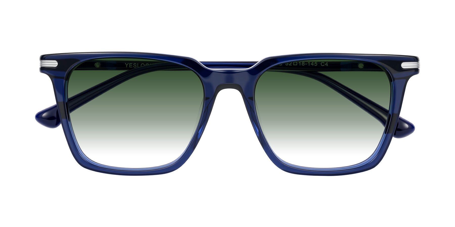 Folded Front of Miyaha in Navy Blue with Green Gradient Lenses