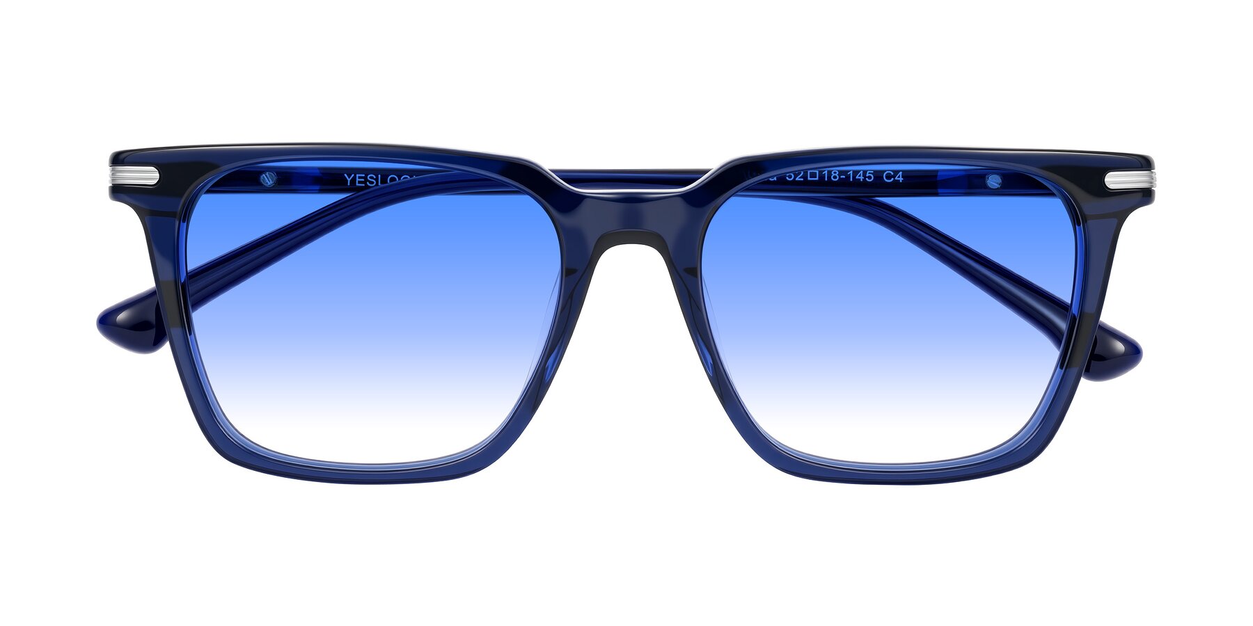 Folded Front of Miyaha in Navy Blue with Blue Gradient Lenses