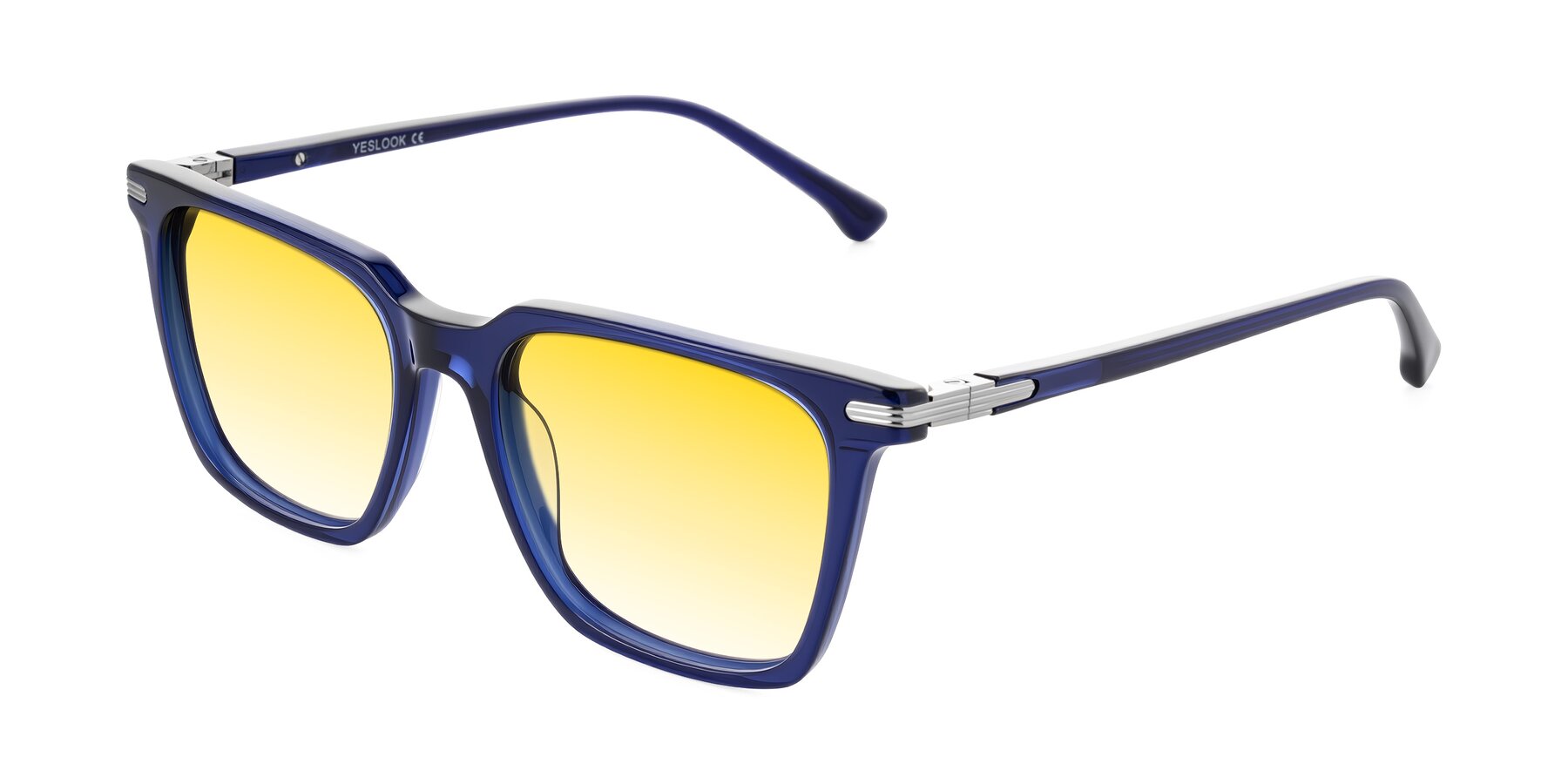 Angle of Miyaha in Navy Blue with Yellow Gradient Lenses