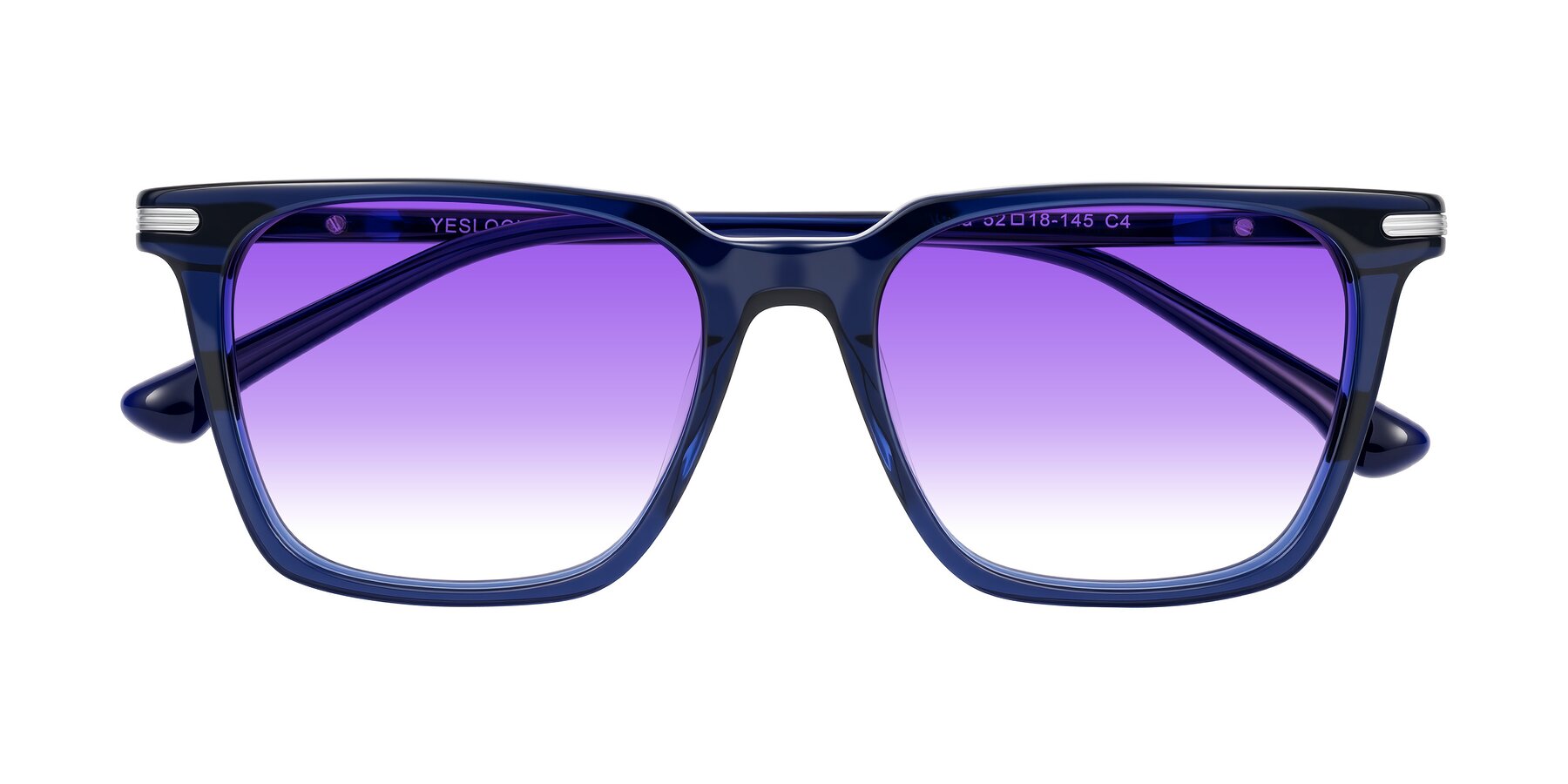 Folded Front of Miyaha in Navy Blue with Purple Gradient Lenses