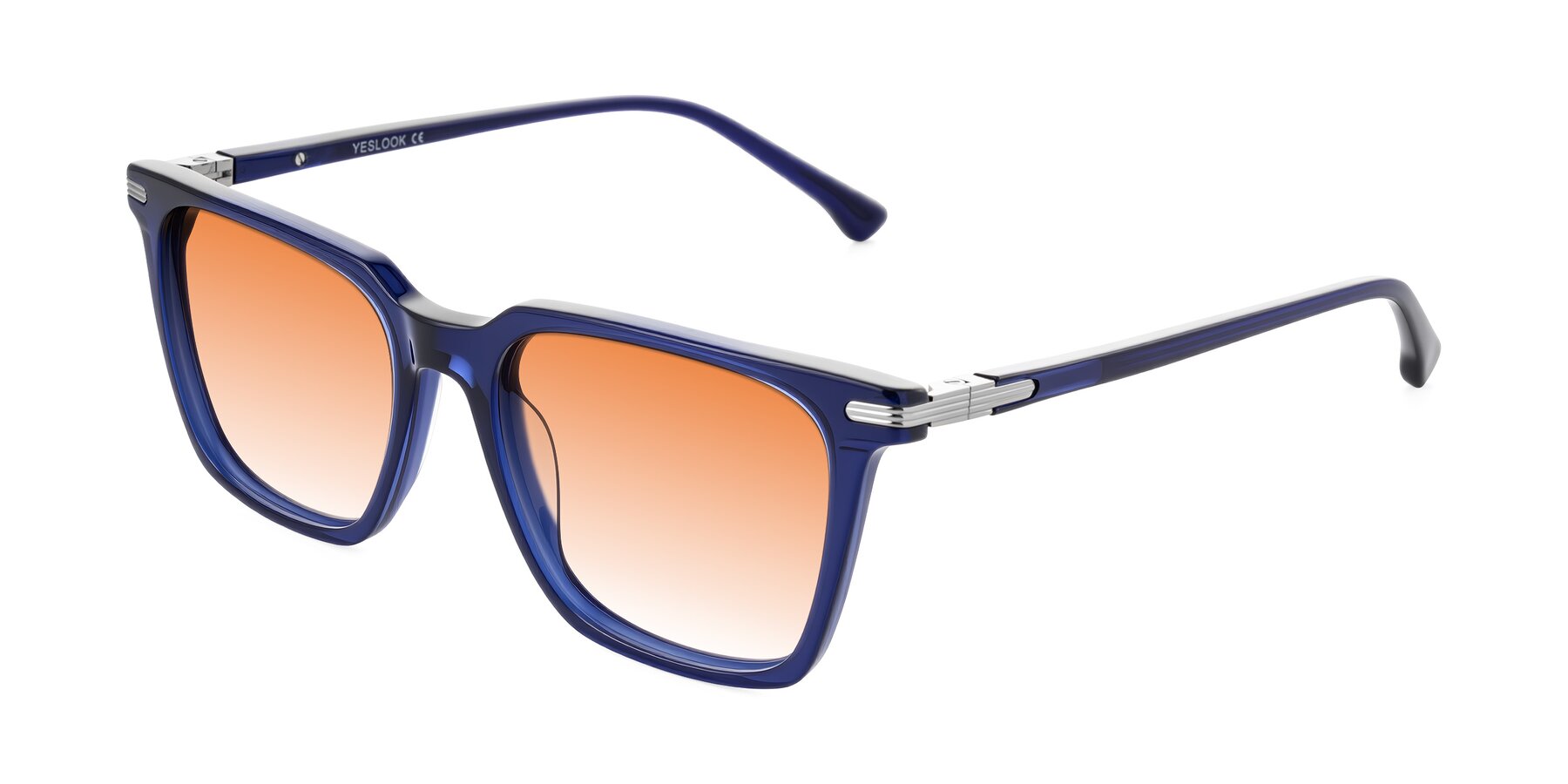 Angle of Miyaha in Navy Blue with Orange Gradient Lenses