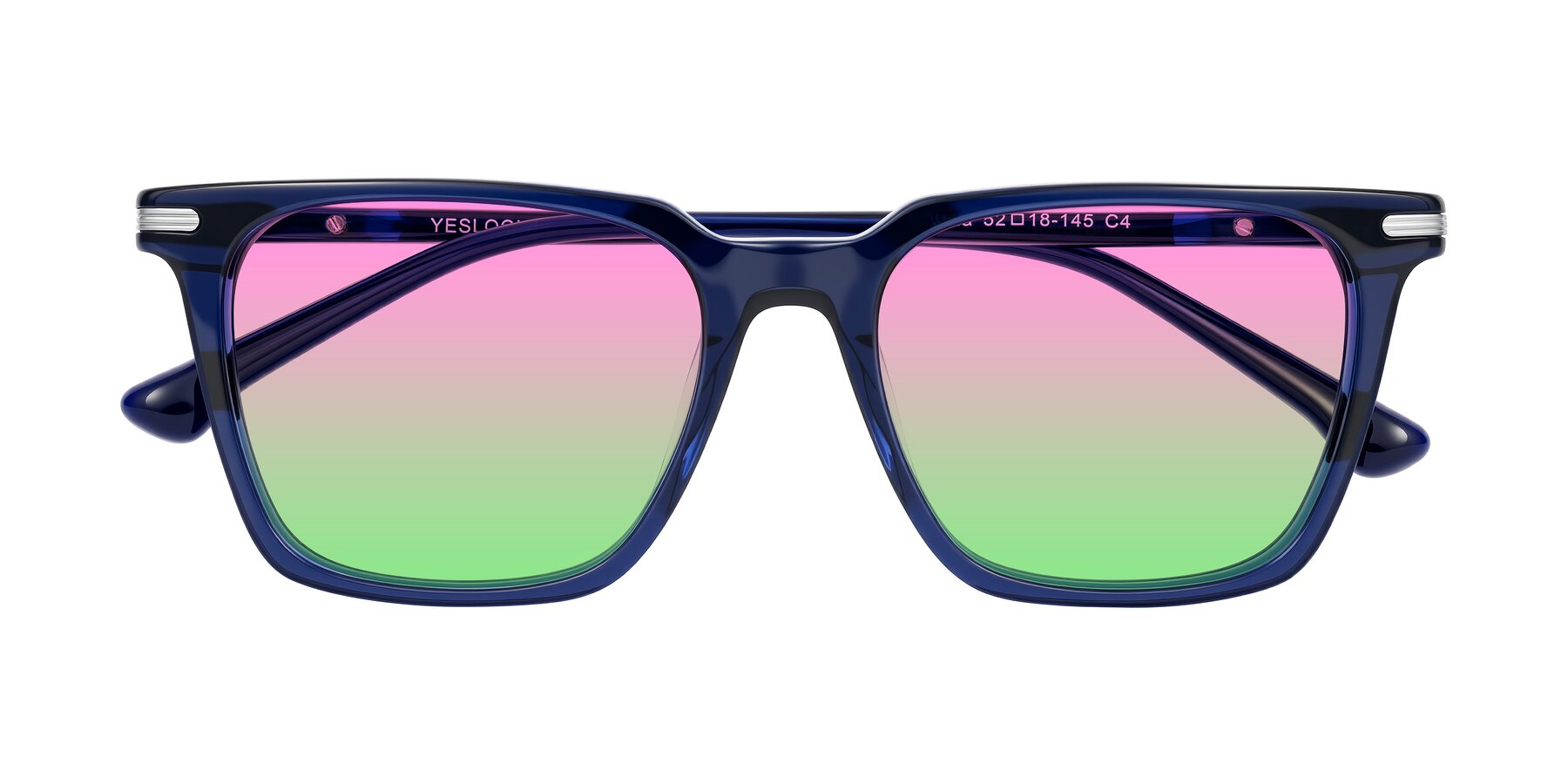 Folded Front of Miyaha in Navy Blue with Pink / Green Gradient Lenses
