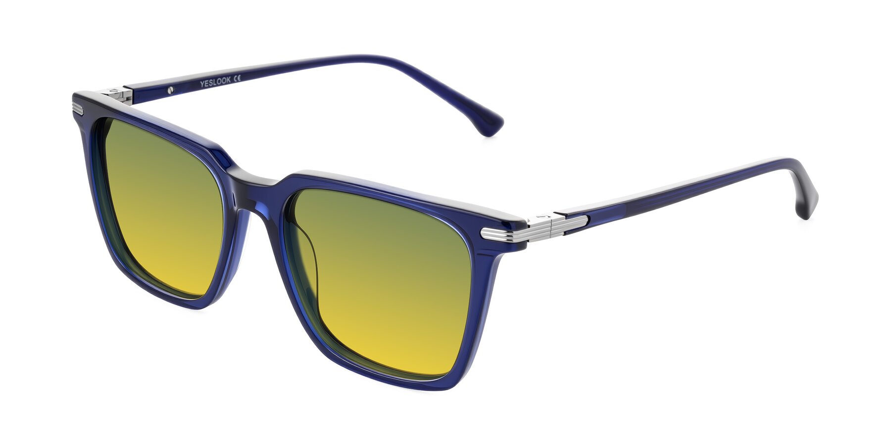 Angle of Miyaha in Navy Blue with Green / Yellow Gradient Lenses