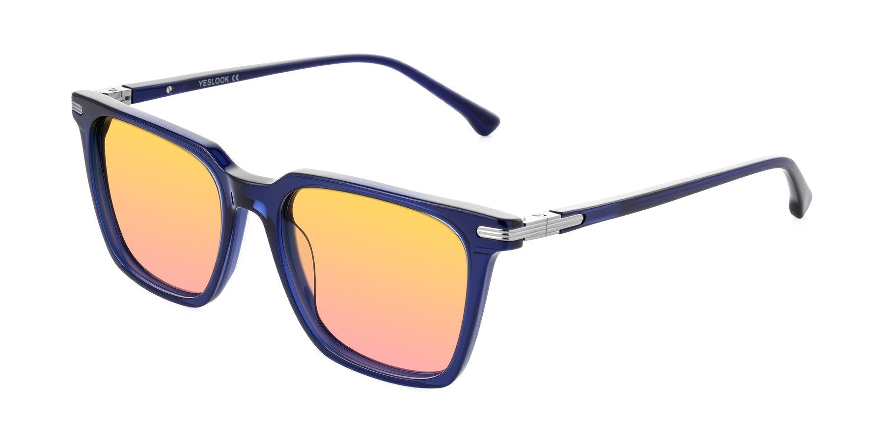 Angle of Miyaha in Navy Blue with Yellow / Pink Gradient Lenses