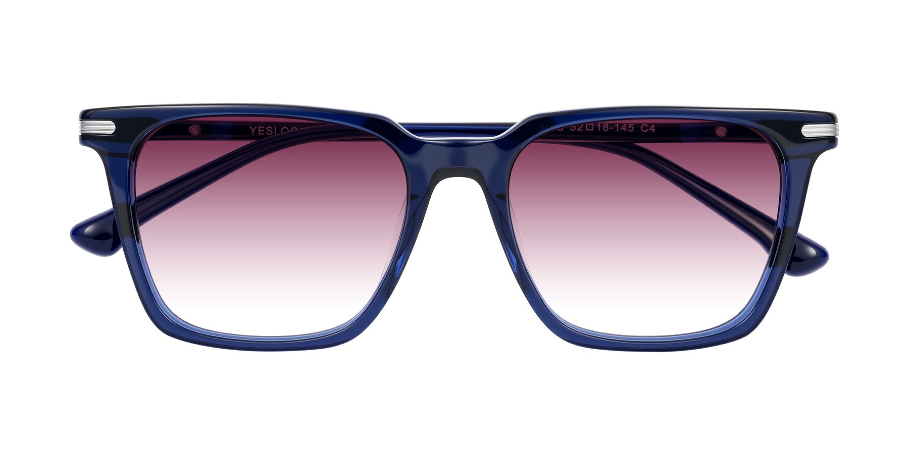 Folded Front of Miyaha in Navy Blue with Wine Gradient Lenses