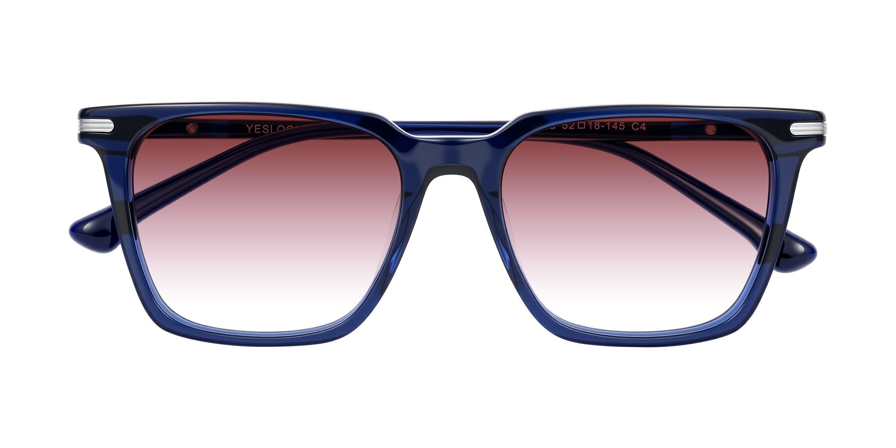 Folded Front of Miyaha in Navy Blue with Garnet Gradient Lenses