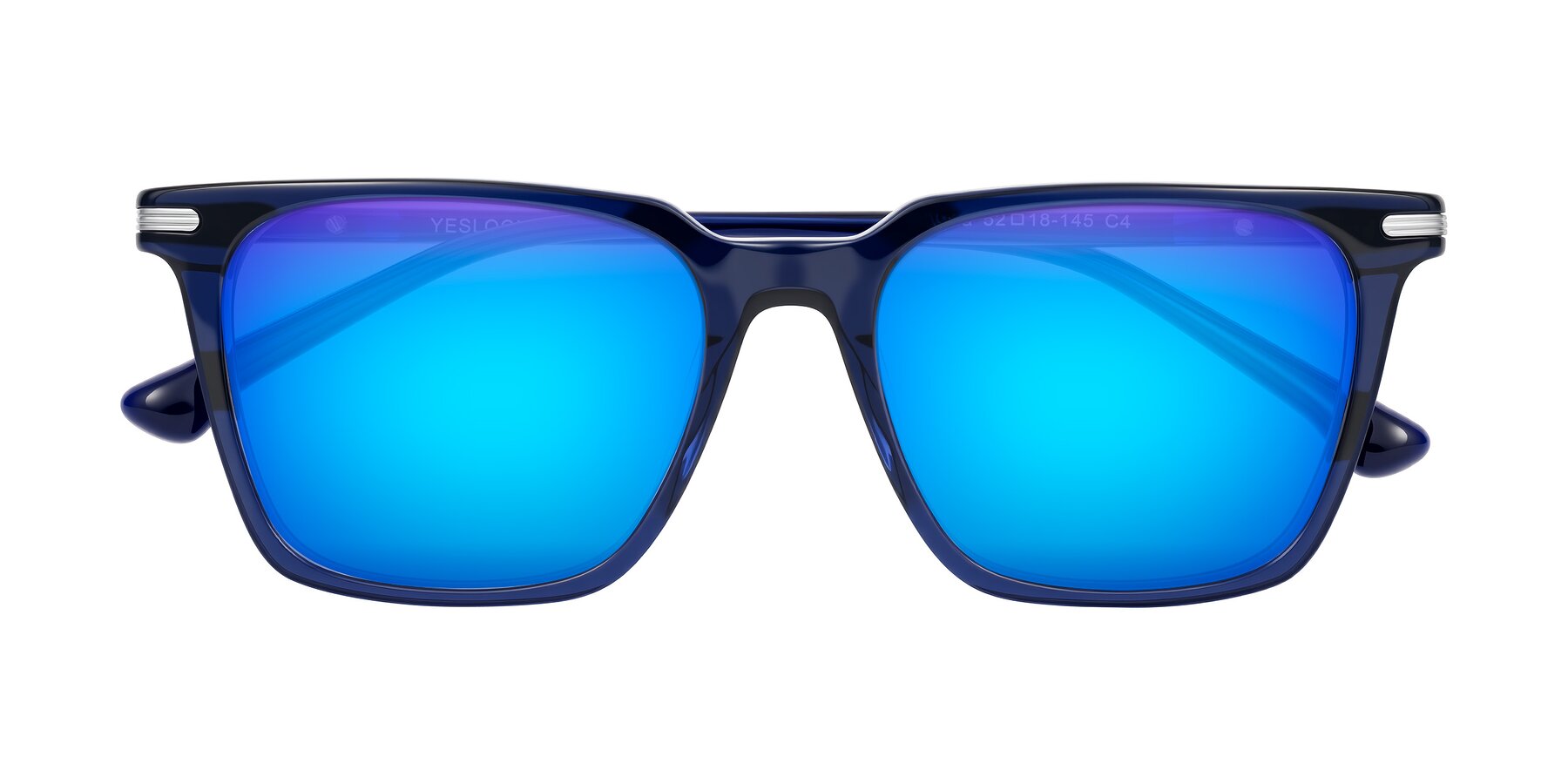 Folded Front of Miyaha in Navy Blue with Blue Mirrored Lenses