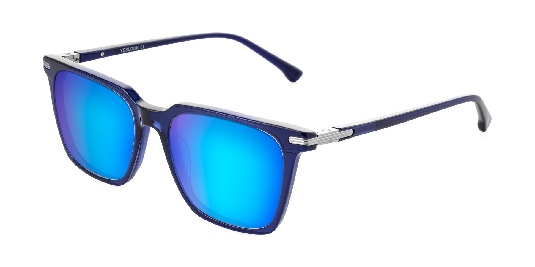 Angle of Miyaha in Navy Blue with Blue Mirrored Lenses
