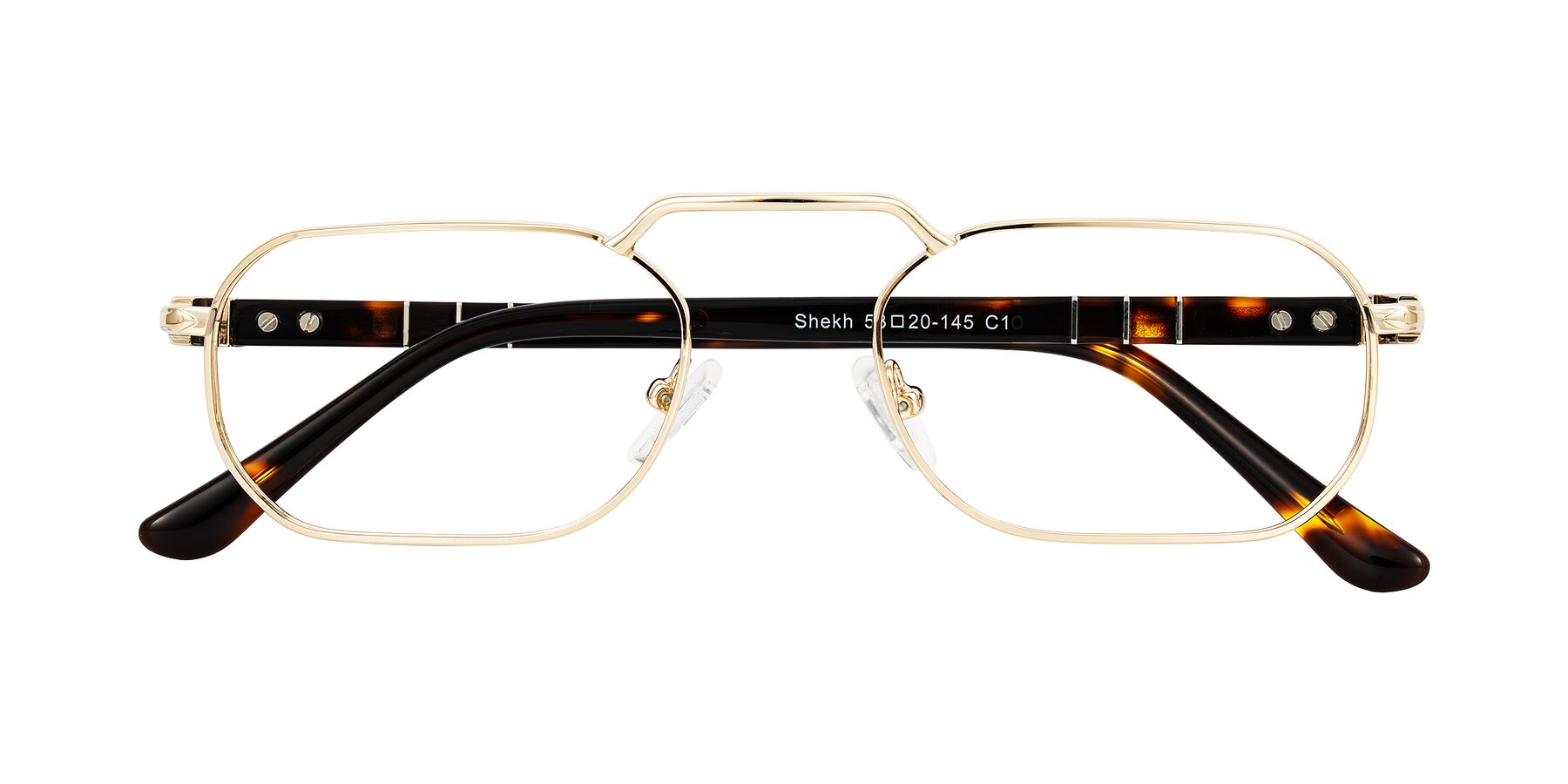 Folded Front of Shekh in Gold with Clear Eyeglass Lenses