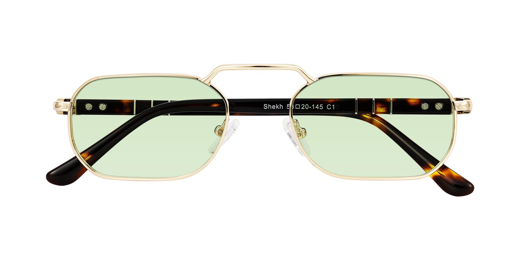 Folded Front of Shekh in Gold with Light Green Tinted Lenses