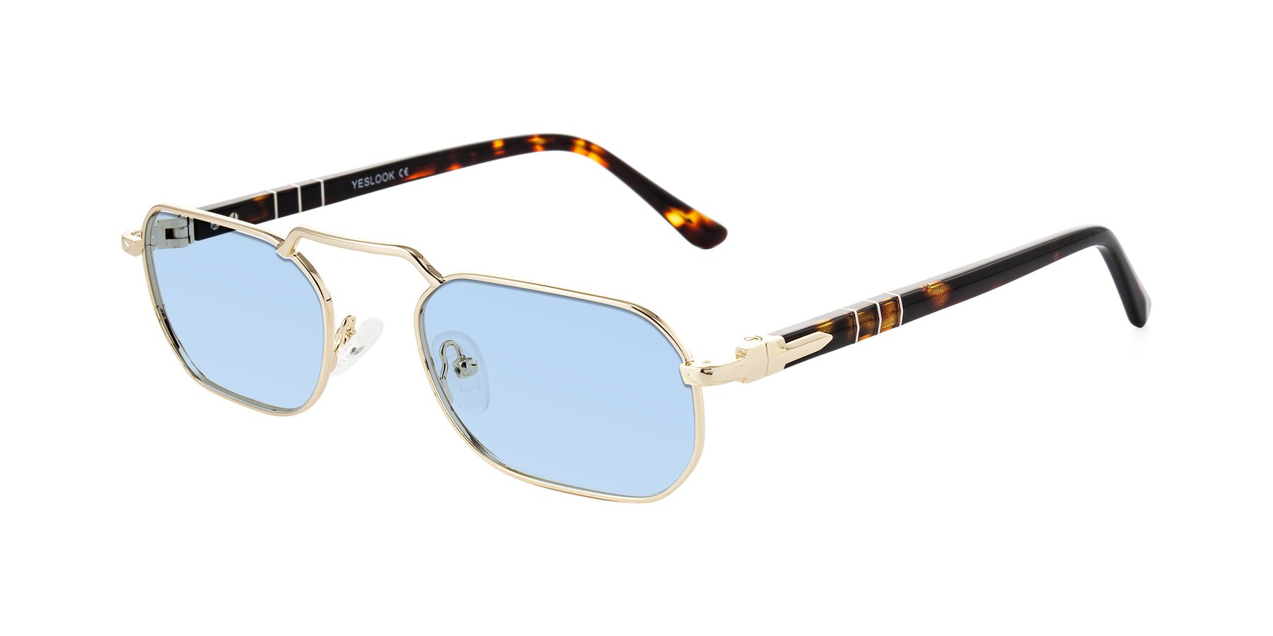 Angle of Shekh in Gold with Light Blue Tinted Lenses